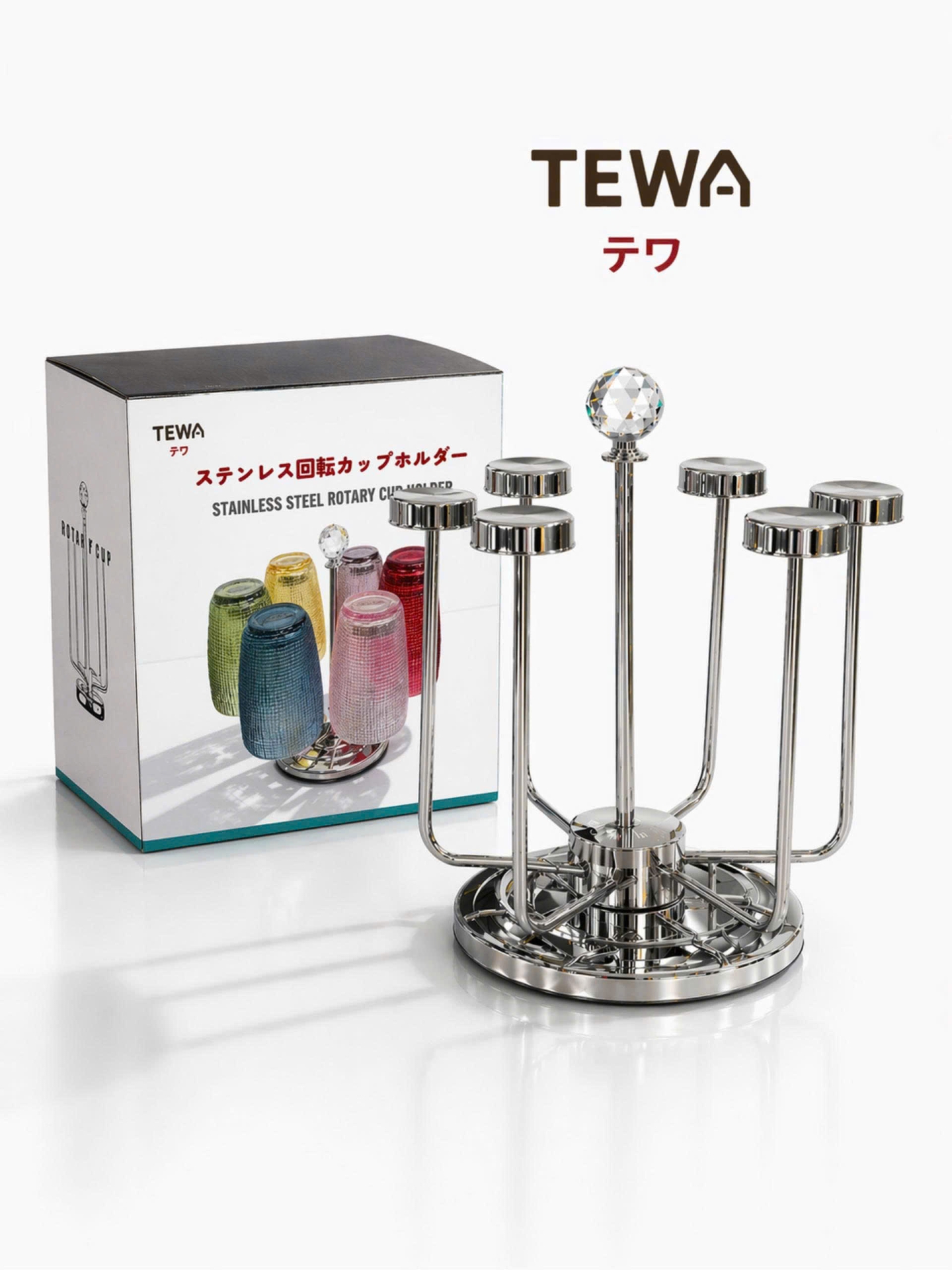 Giá úp cốc inox xoay 360 độ TEWA