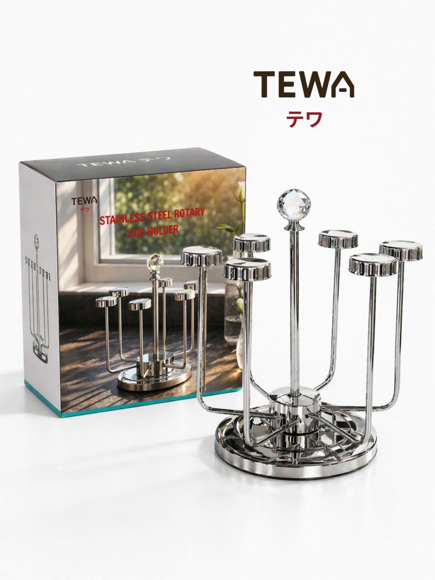 Giá úp cốc inox xoay 360 độ TEWA
