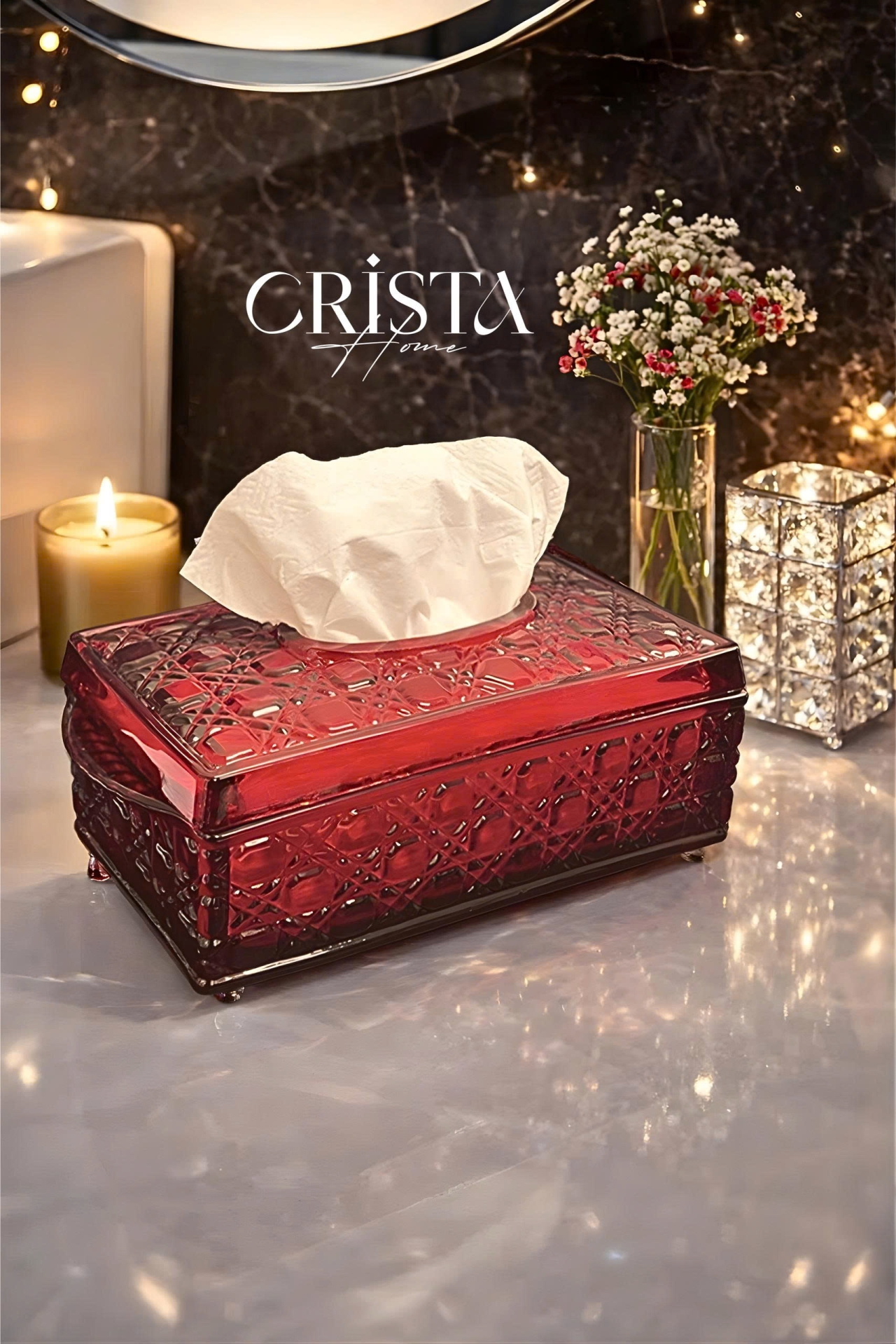 HỘP THỦY TINH ĐỰNG GIẤY ĂN VÂN PHA LÊ NỔI | 3 Màu