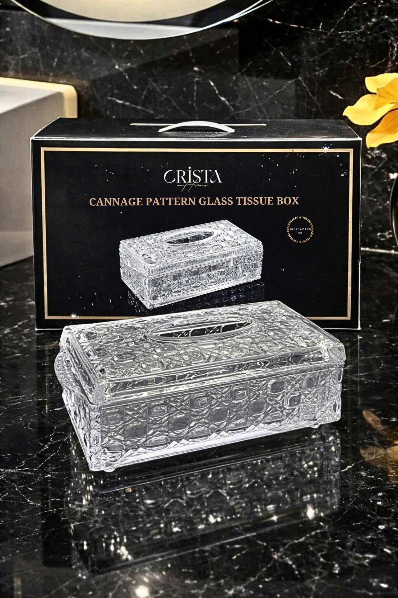 HỘP THỦY TINH ĐỰNG GIẤY ĂN VÂN PHA LÊ NỔI | 3 Màu