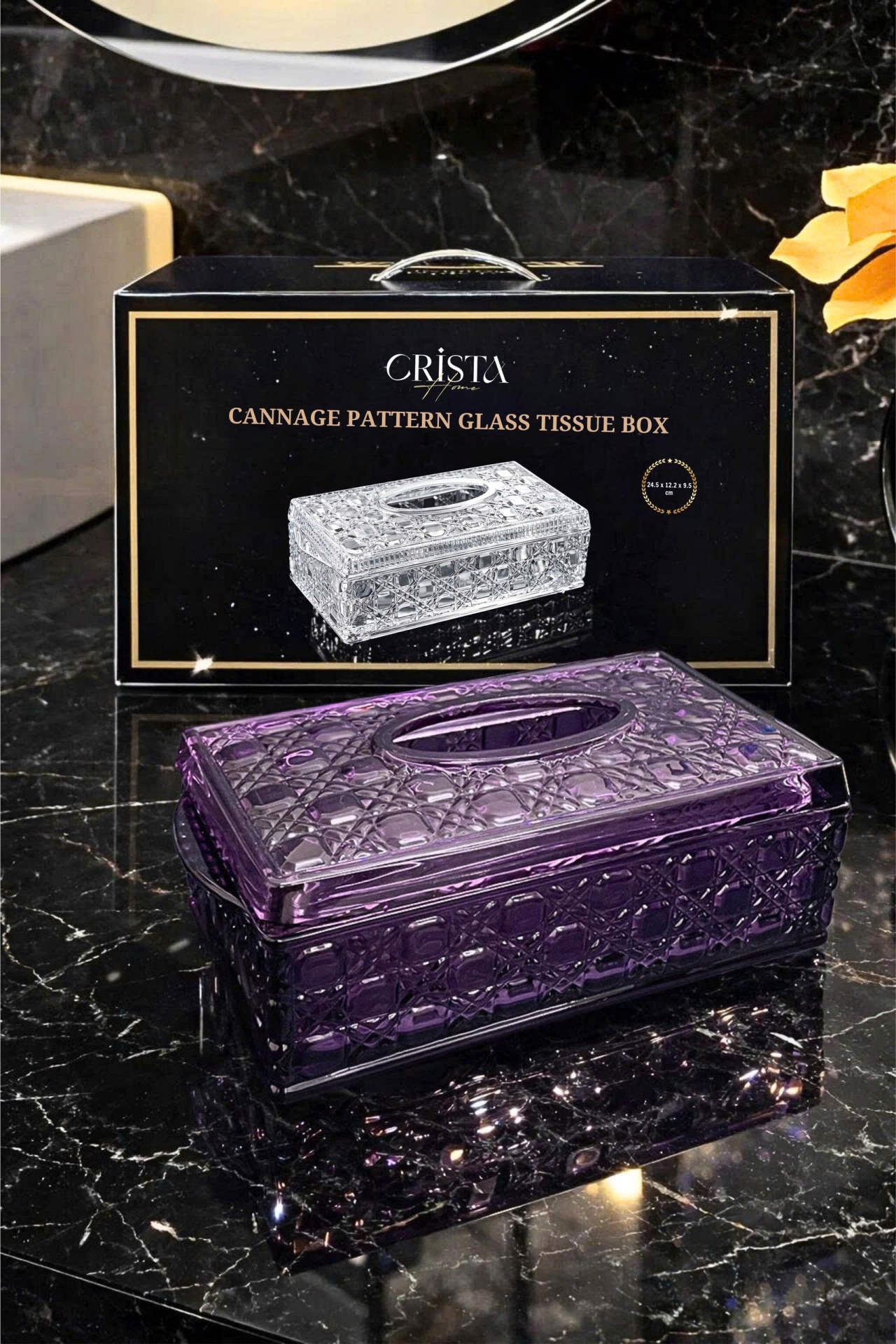 HỘP THỦY TINH ĐỰNG GIẤY ĂN VÂN PHA LÊ NỔI | 3 Màu