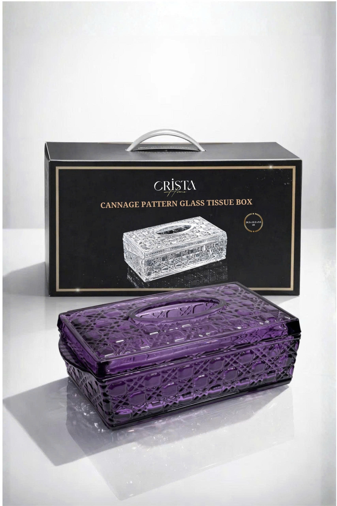 HỘP THỦY TINH ĐỰNG GIẤY ĂN VÂN PHA LÊ NỔI | 3 Màu