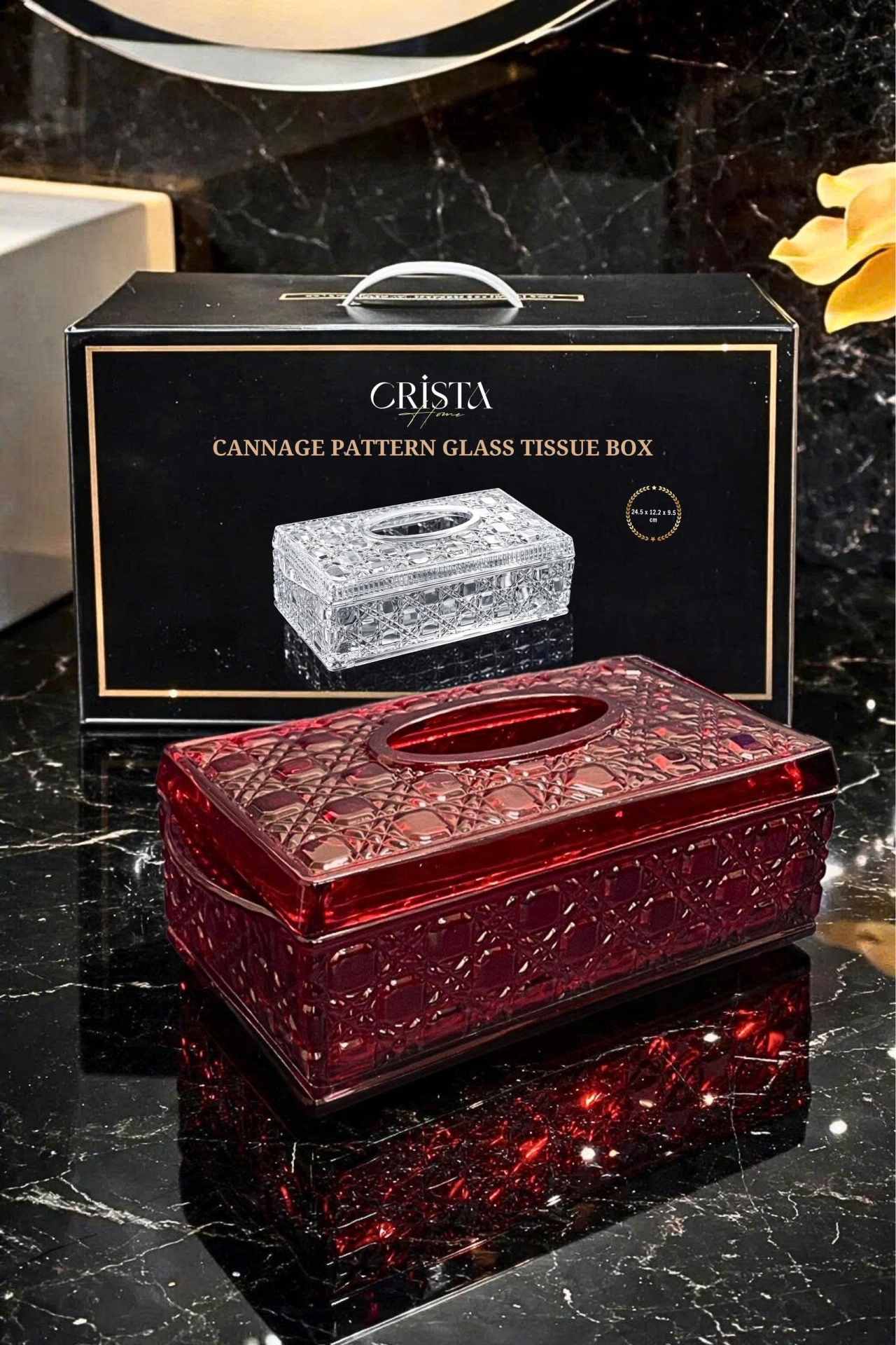 HỘP THỦY TINH ĐỰNG GIẤY ĂN VÂN PHA LÊ NỔI | 3 Màu