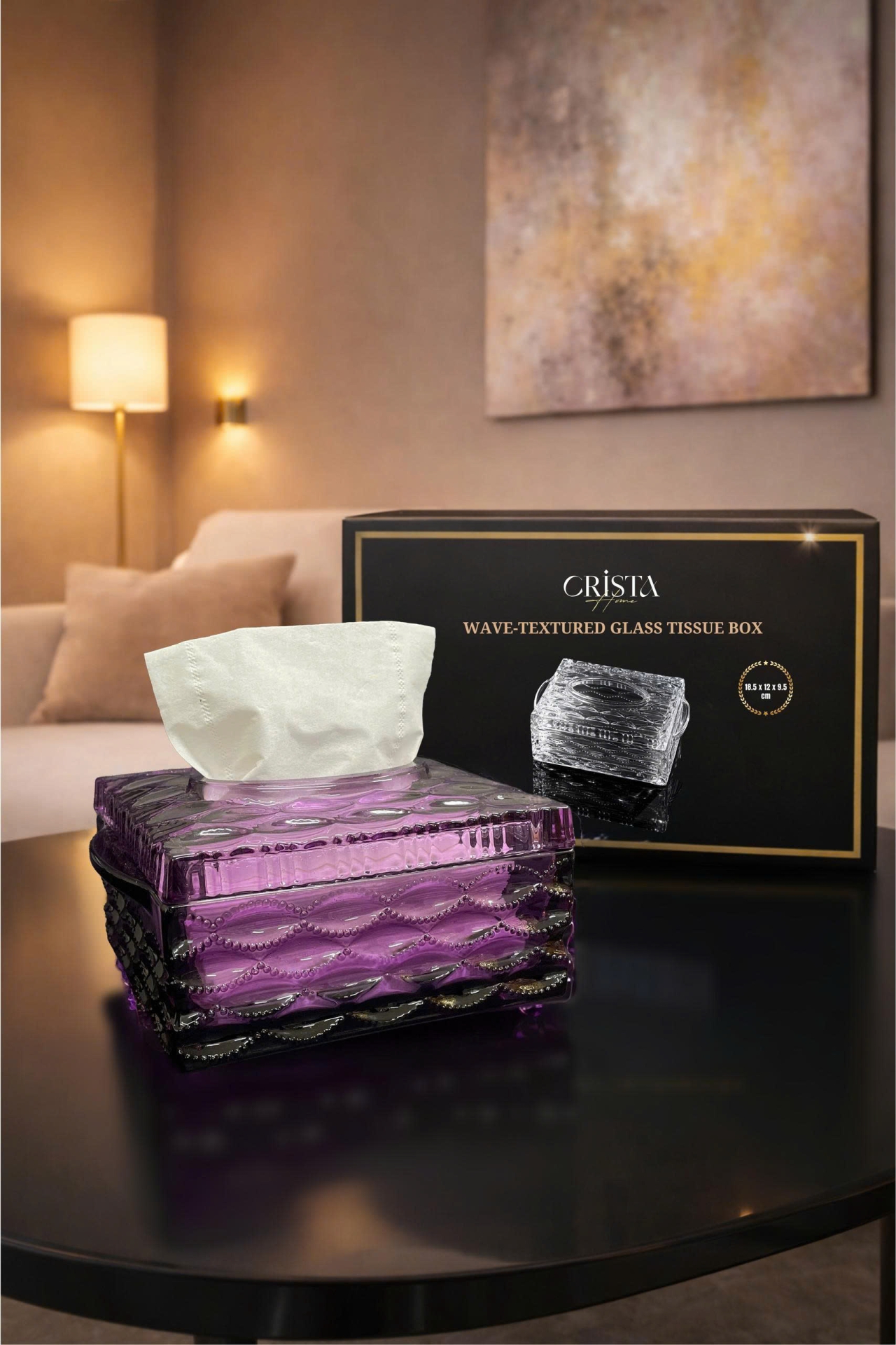 HỘP THỦY TINH 5 MÀU - ĐỰNG GIẤY ĂN VÂN SÓNG CRISTA HOME