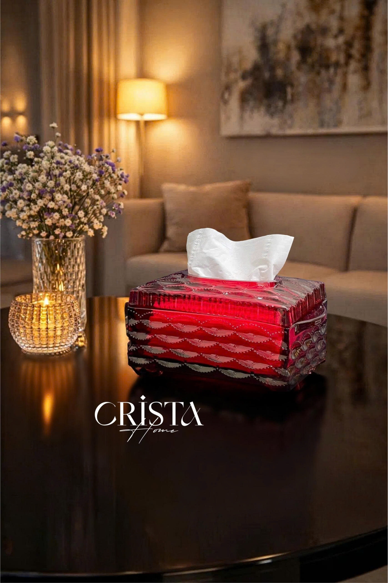 HỘP THỦY TINH 5 MÀU - ĐỰNG GIẤY ĂN VÂN SÓNG CRISTA HOME