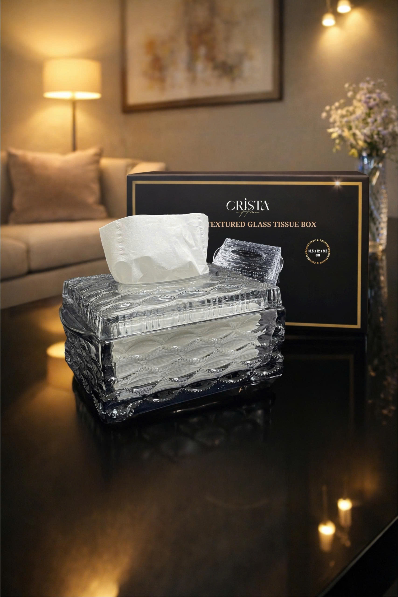 HỘP THỦY TINH 5 MÀU - ĐỰNG GIẤY ĂN VÂN SÓNG CRISTA HOME