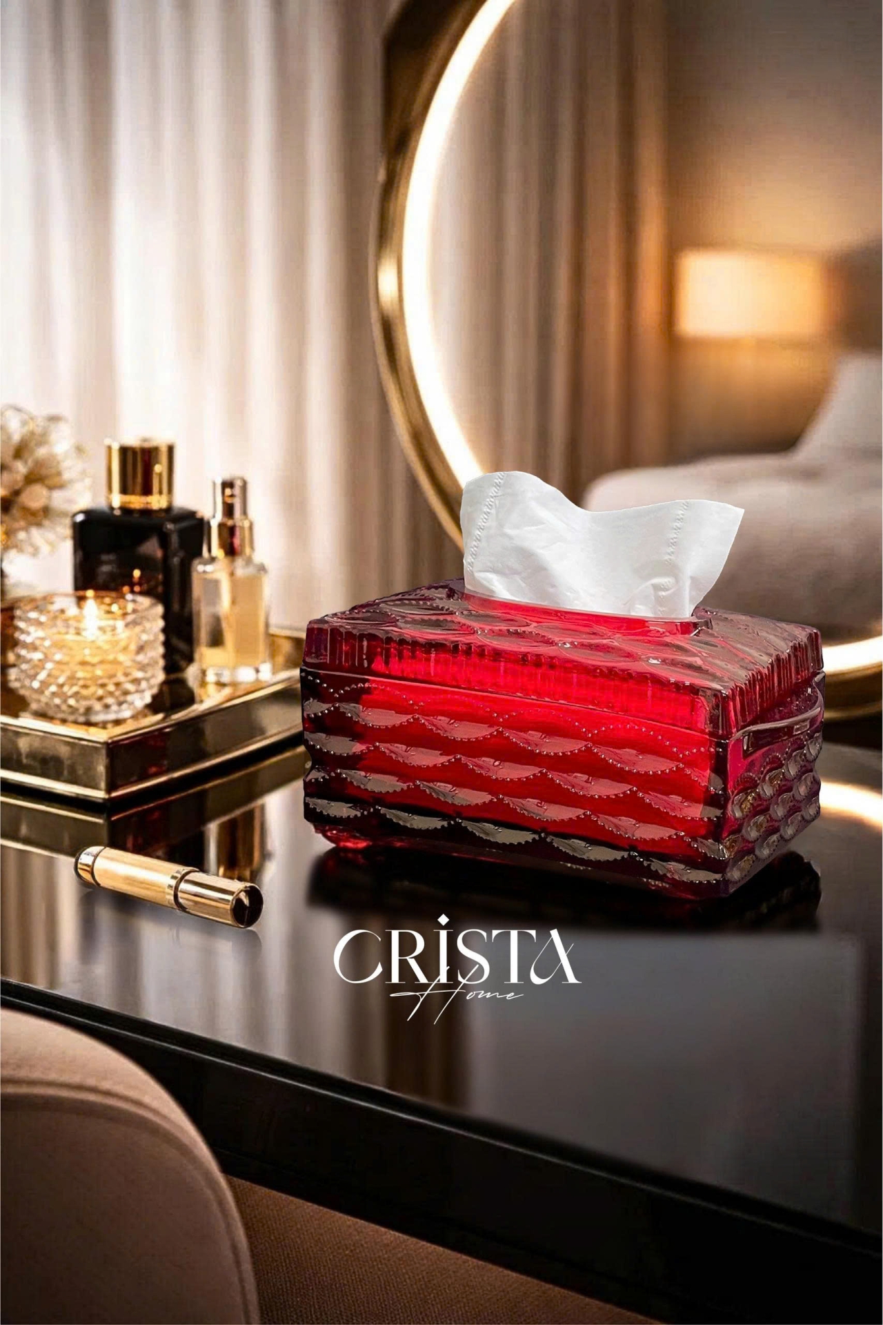 HỘP THỦY TINH 5 MÀU - ĐỰNG GIẤY ĂN VÂN SÓNG CRISTA HOME