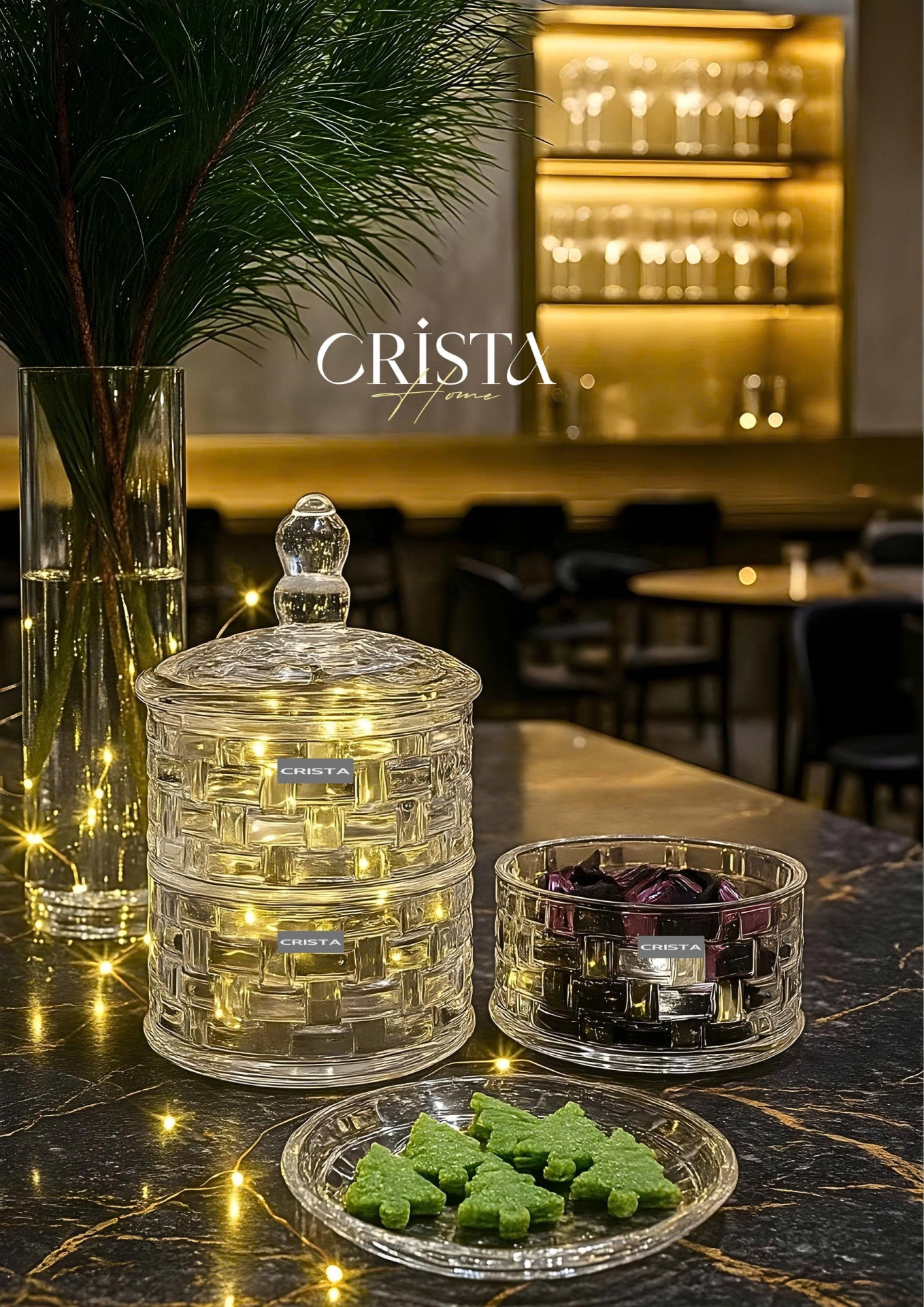 HŨ ĐỰNG MỨT THỦY TINH 3 TẦNG VÂN CARO - MÀU TRONG SUỐT