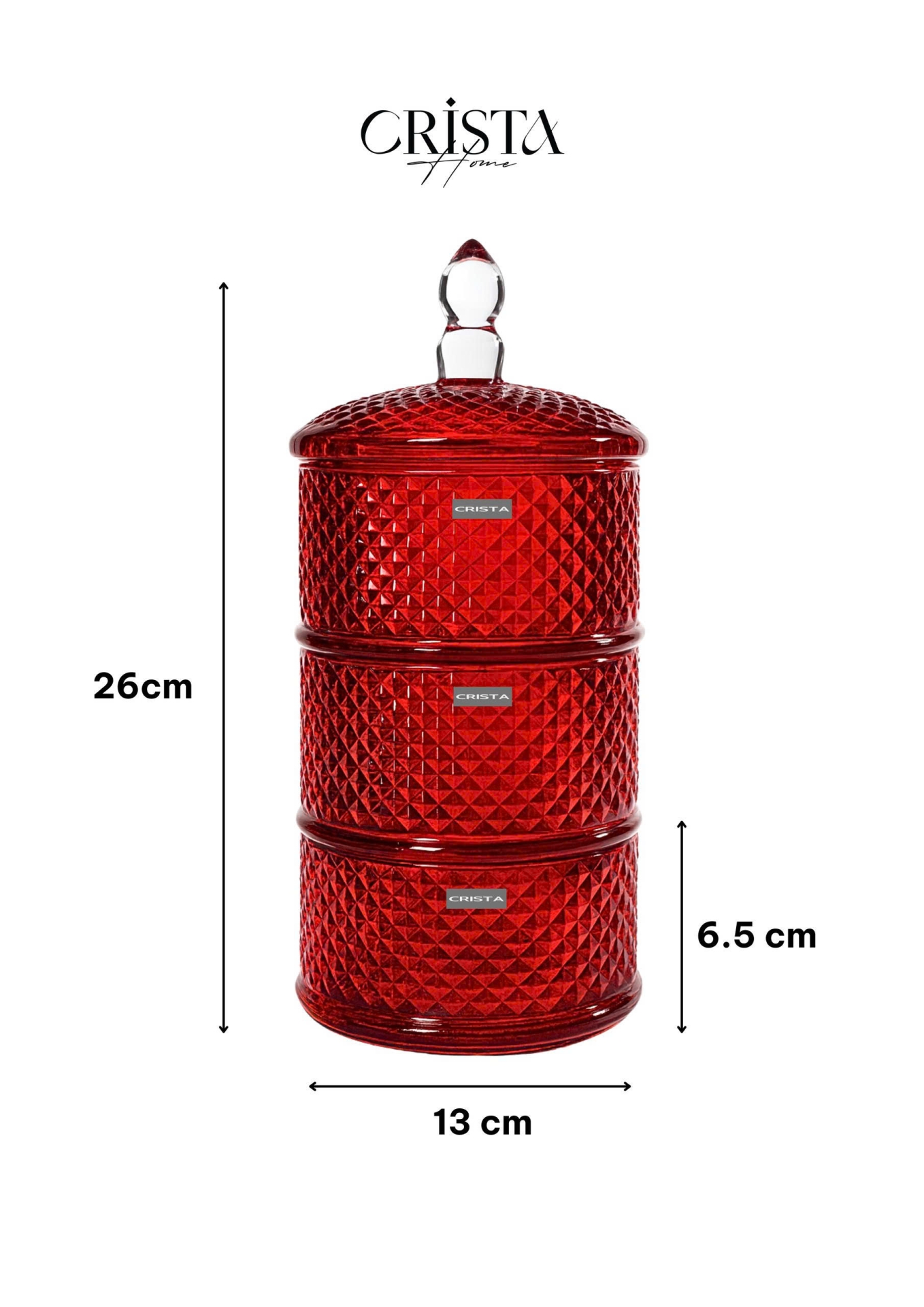 HŨ ĐỰNG MỨT 3 TẦNG VÂN KIM CƯƠNG - MÀU ĐỎ