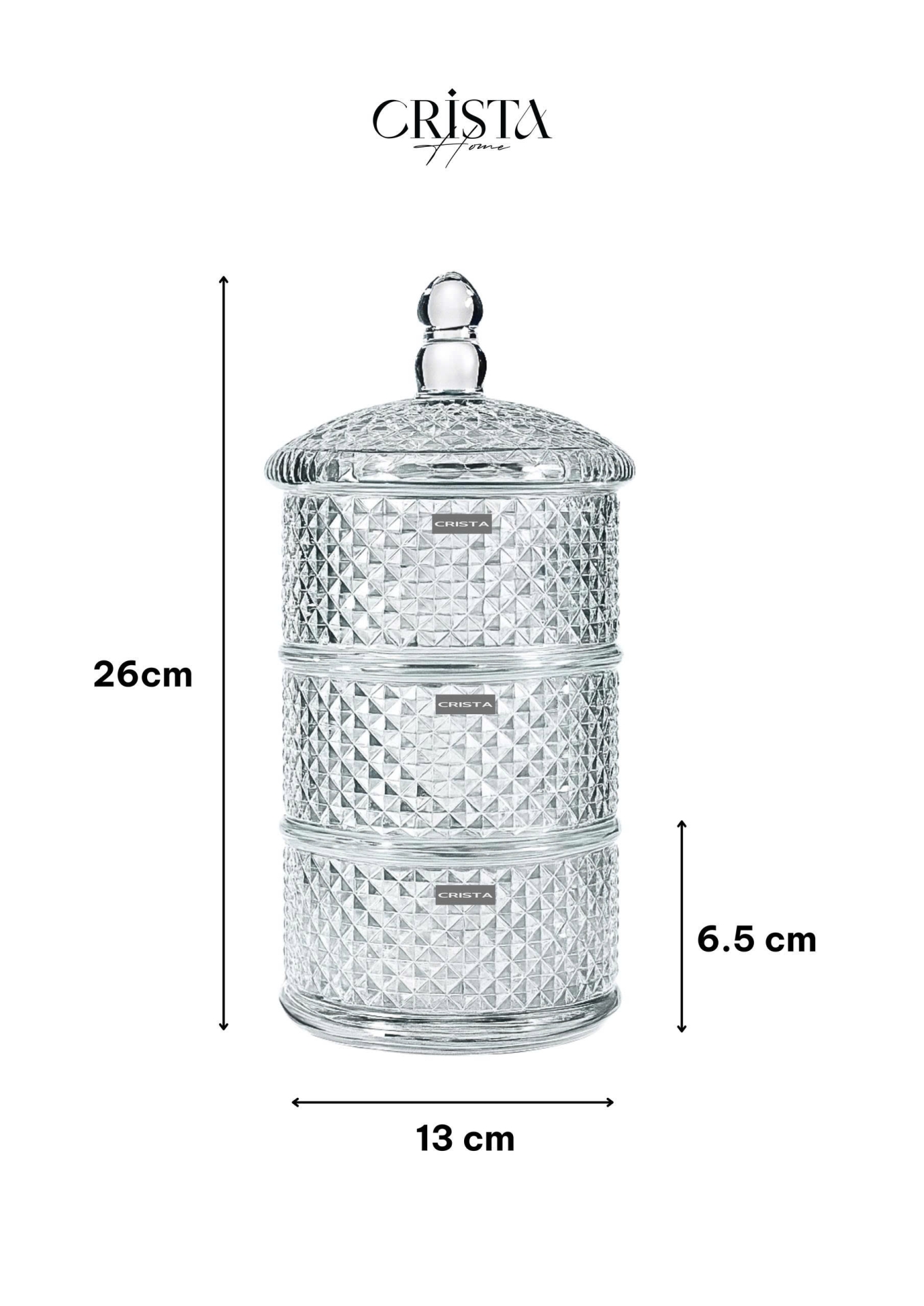 HŨ ĐỰNG MỨT 3 TẦNG VÂN KIM CƯƠNG – MÀU TRONG