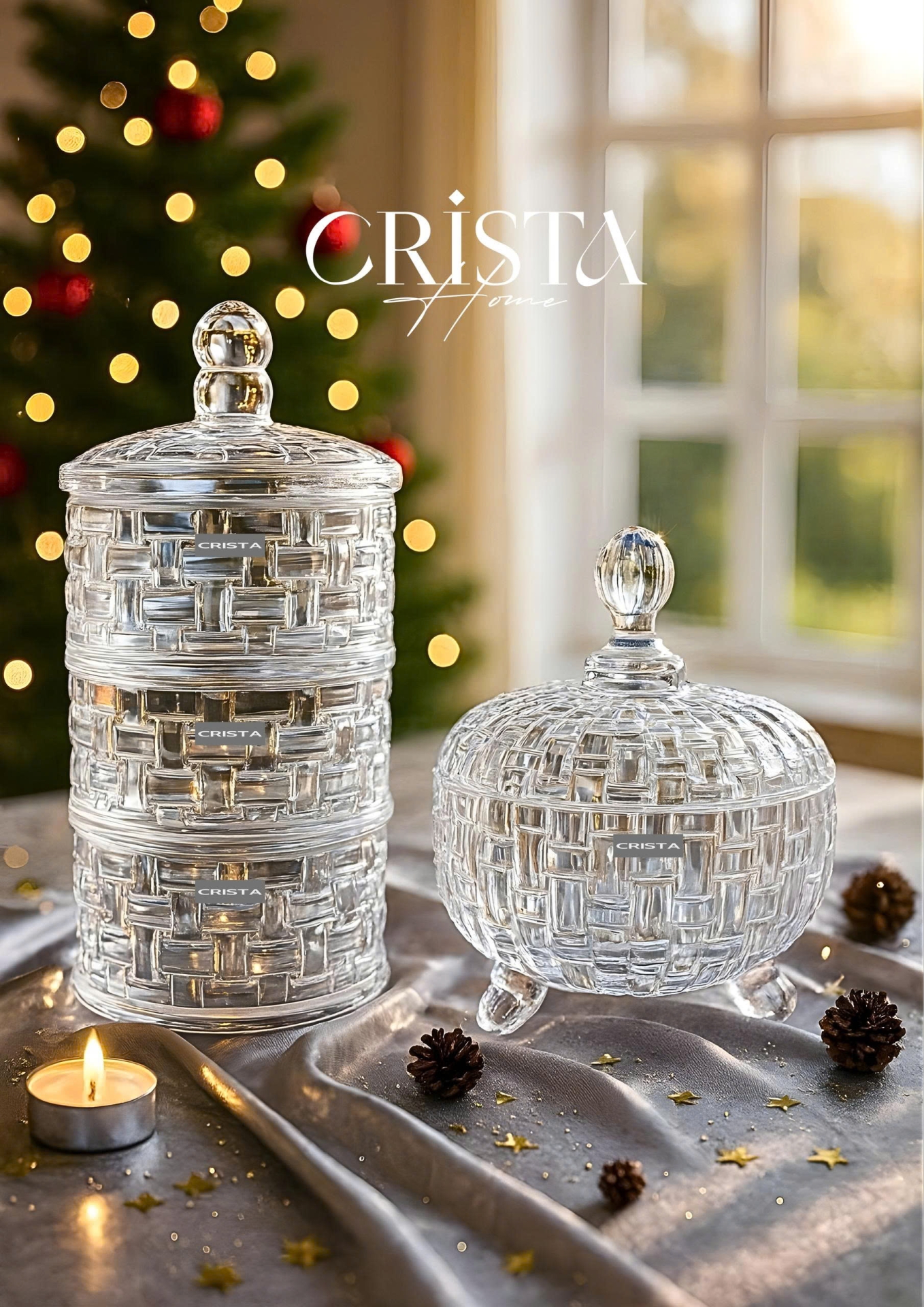 BỘ 2 HŨ ĐỰNG MỨT TẾT VÂN CARO - MÀU TRONG