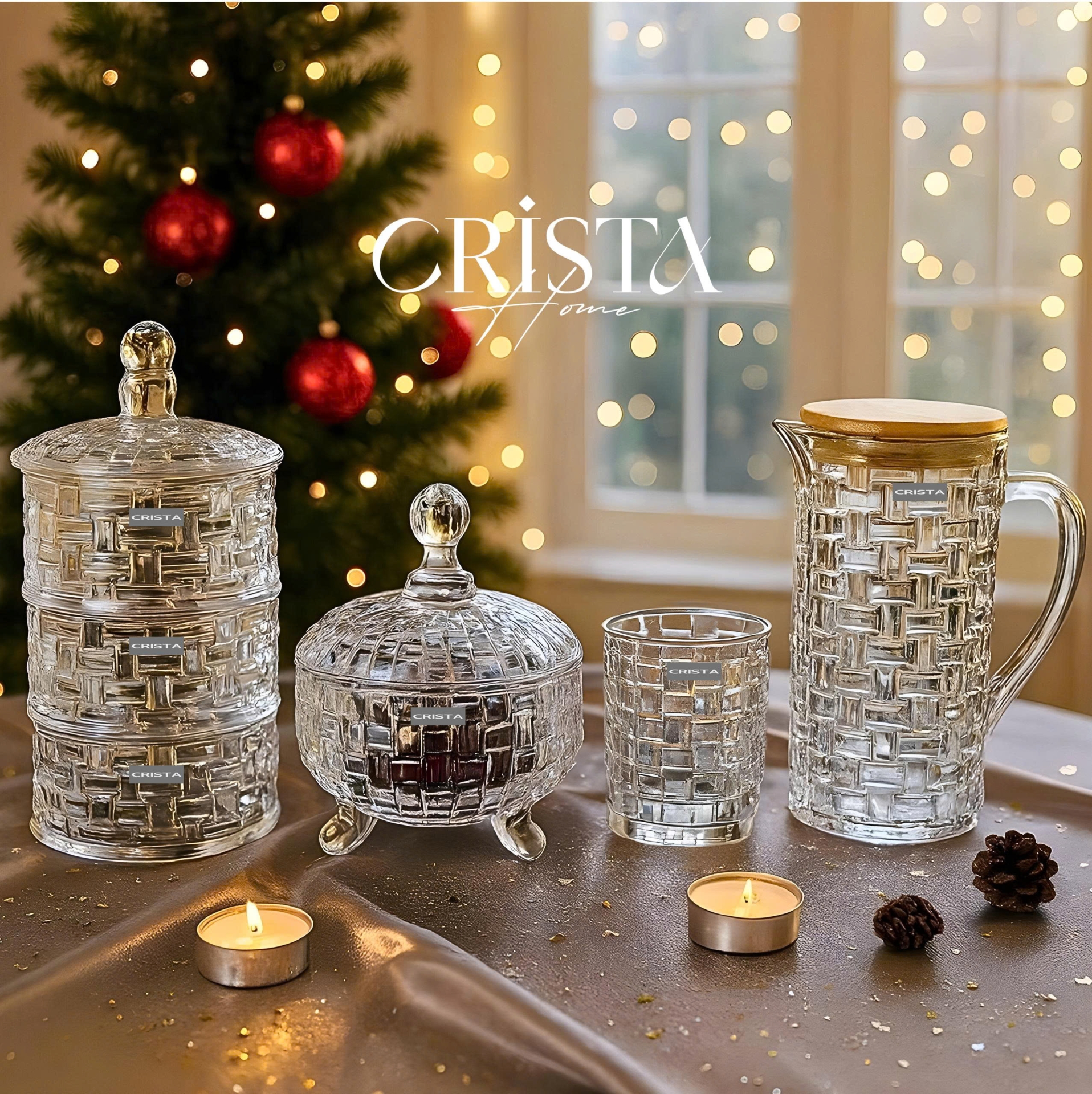 BỘ 2 HŨ ĐỰNG MỨT TẾT VÂN CARO - MÀU TRONG