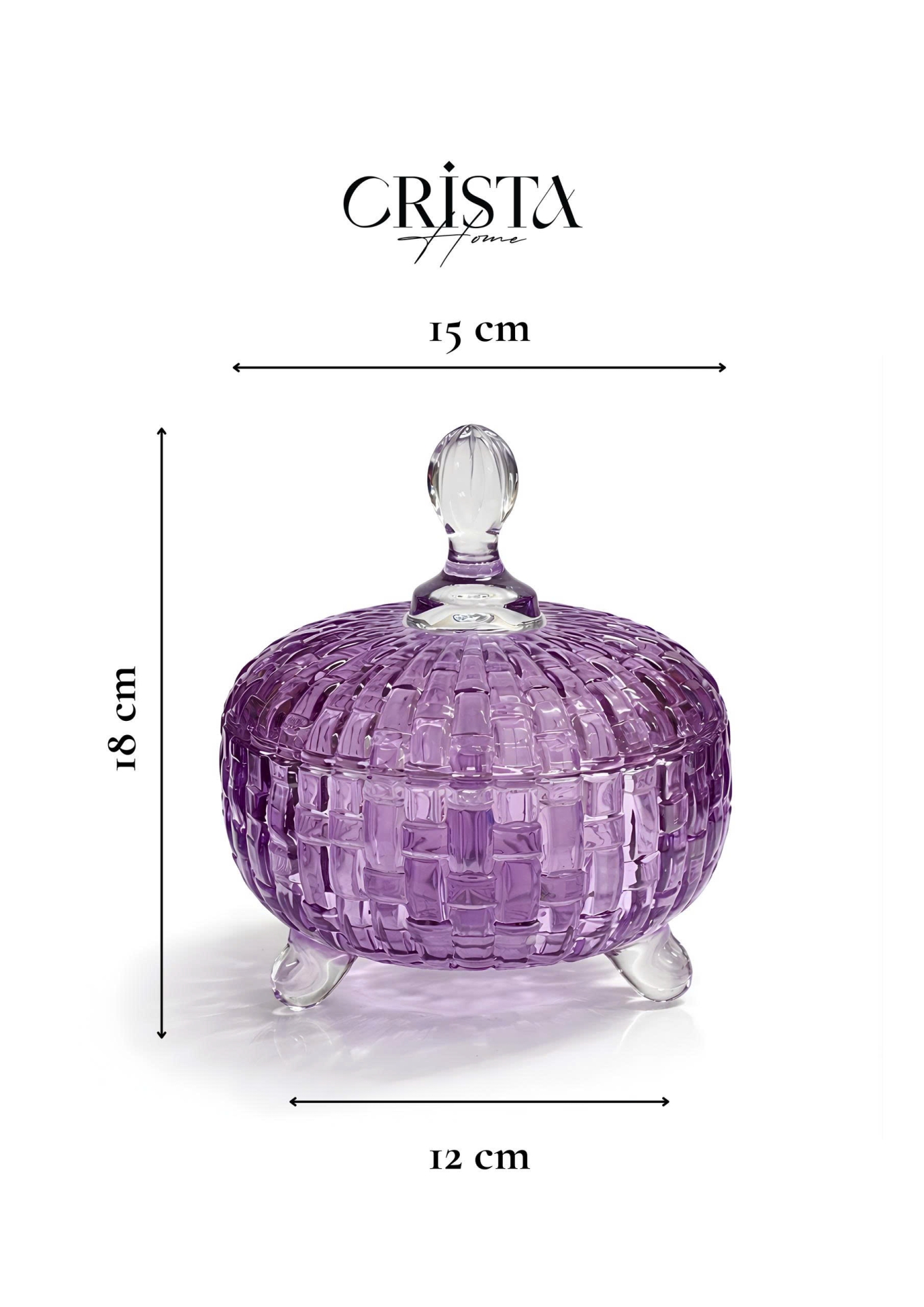 Bộ 2 Hũ Đựng Kẹo Thủy Tinh - 4 Màu Rực Rỡ CRISTA HOME Vân Caro