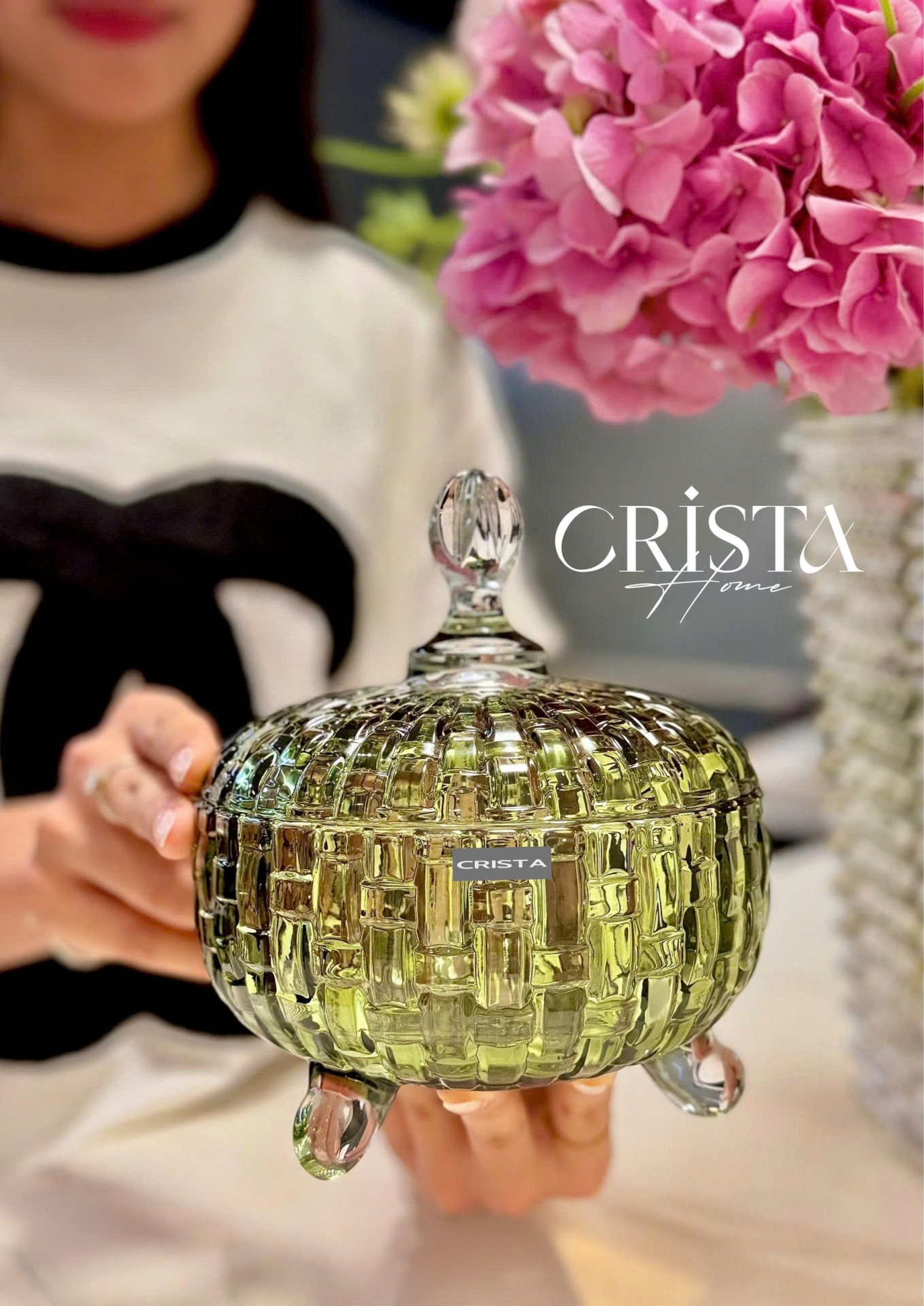 Bộ 2 Hũ Đựng Kẹo Thủy Tinh - 4 Màu Rực Rỡ CRISTA HOME Vân Caro