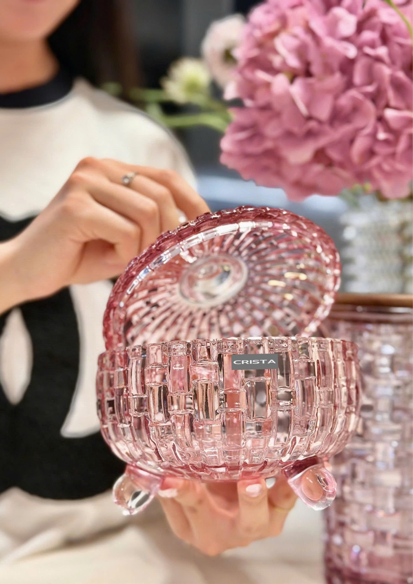 Bộ 2 Hũ Đựng Kẹo Thủy Tinh - 4 Màu Rực Rỡ CRISTA HOME Vân Caro