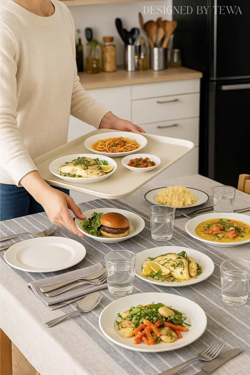 Khay nhựa đựng đồ đa năng size đại màu kem