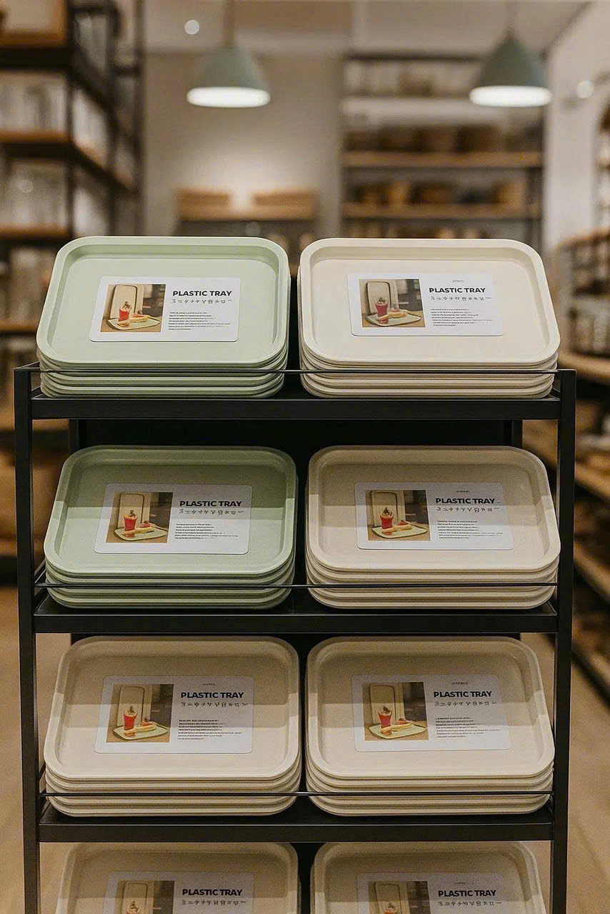 Khay nhựa đựng đồ đa năng size to màu kem