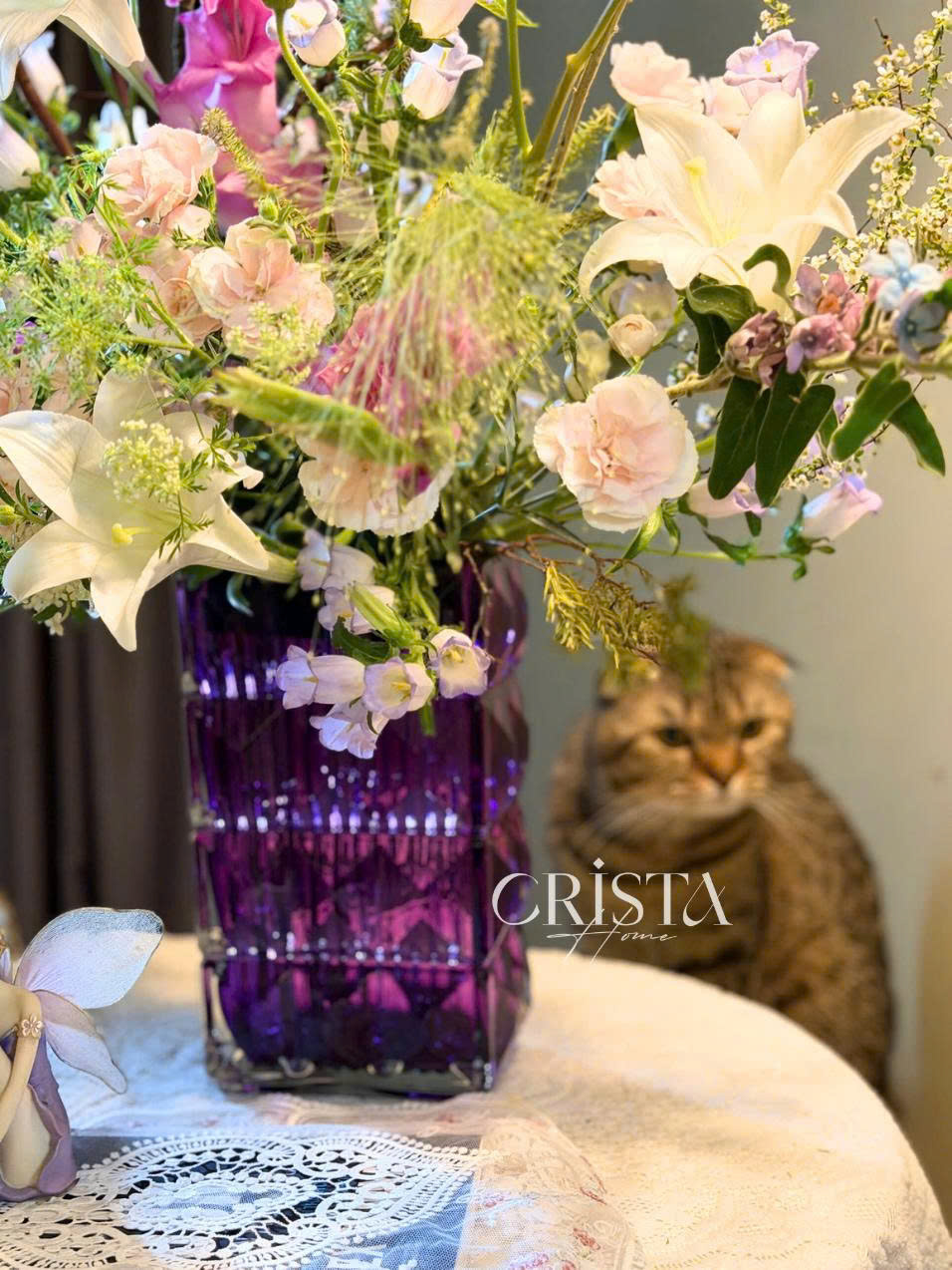 BÌNH CẮM HOA THỦY TINH 7 Màu VÂN KIM CƯƠNG 4 TẦNG Crista Home