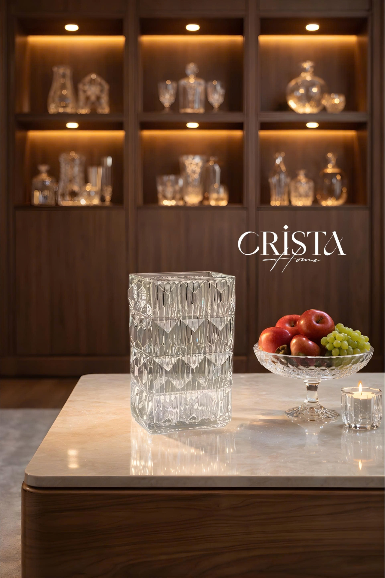 BÌNH CẮM HOA THỦY TINH 7 Màu VÂN KIM CƯƠNG 4 TẦNG Crista Home