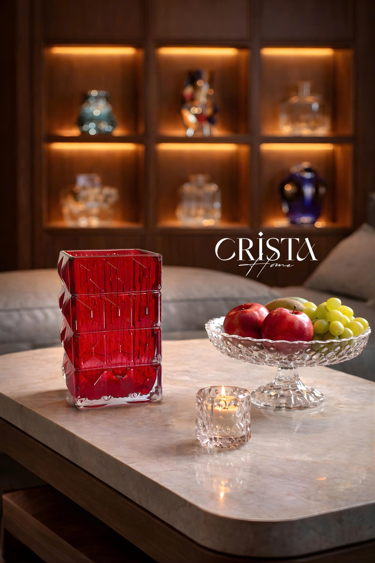 BÌNH CẮM HOA THỦY TINH 7 Màu VÂN KIM CƯƠNG 4 TẦNG Crista Home