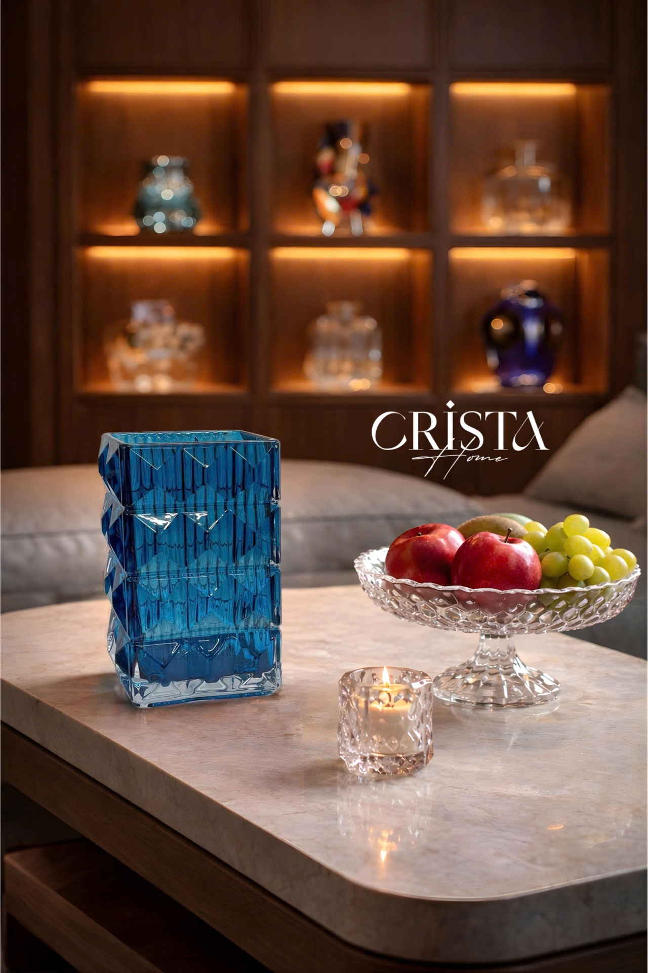 BÌNH CẮM HOA THỦY TINH 7 Màu VÂN KIM CƯƠNG 4 TẦNG Crista Home