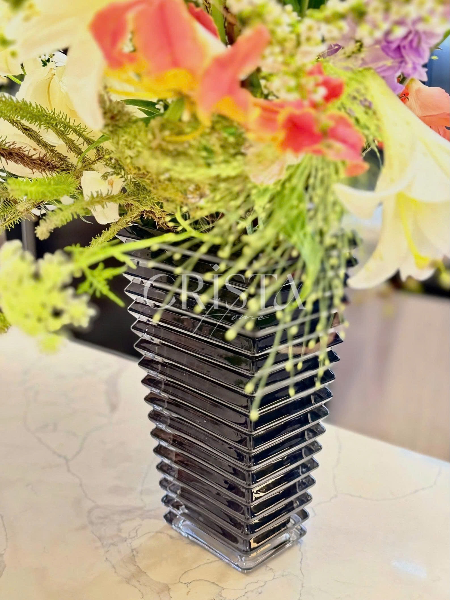 Bình Cắm Hoa Thủy Tinh Dáng Tháp 8 Màu CRISTA HOME