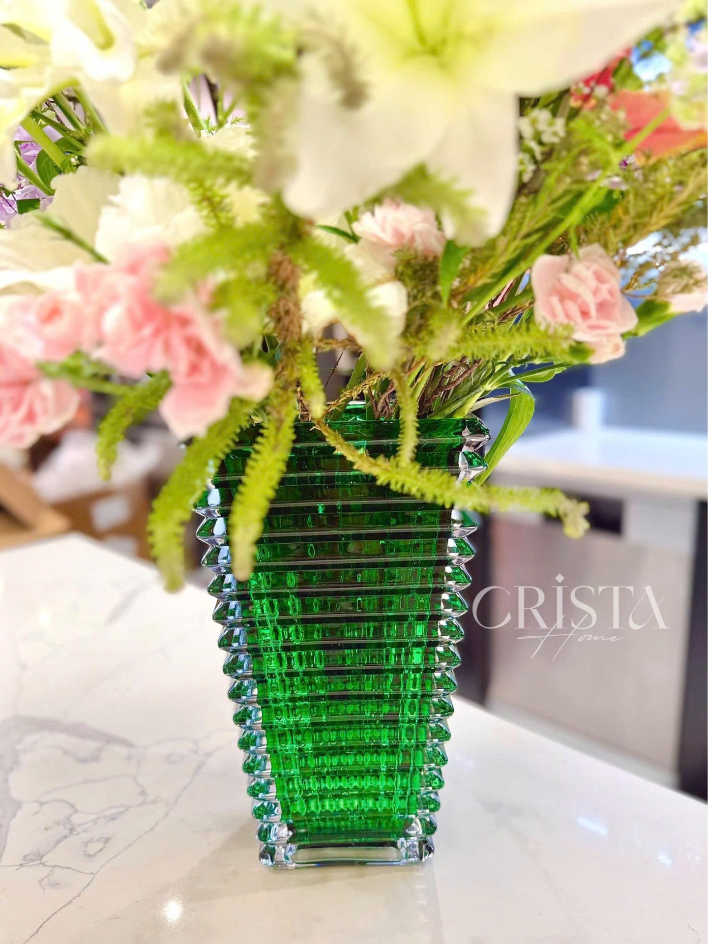 Bình Cắm Hoa Thủy Tinh Dáng Tháp 8 Màu CRISTA HOME