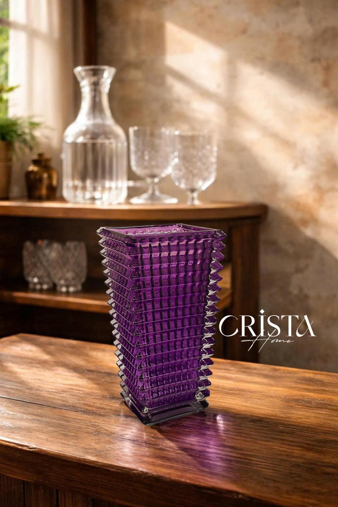 Bình Cắm Hoa Thủy Tinh Dáng Tháp 8 Màu CRISTA HOME