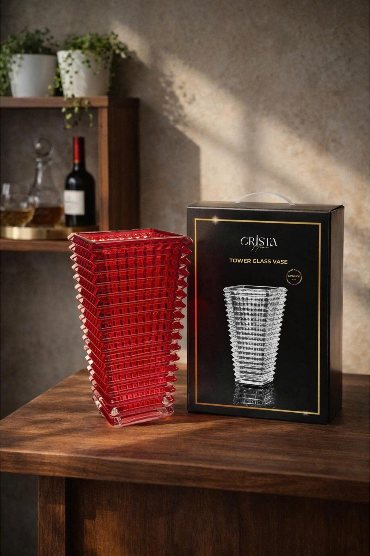 Bình Cắm Hoa Thủy Tinh Dáng Tháp 8 Màu CRISTA HOME