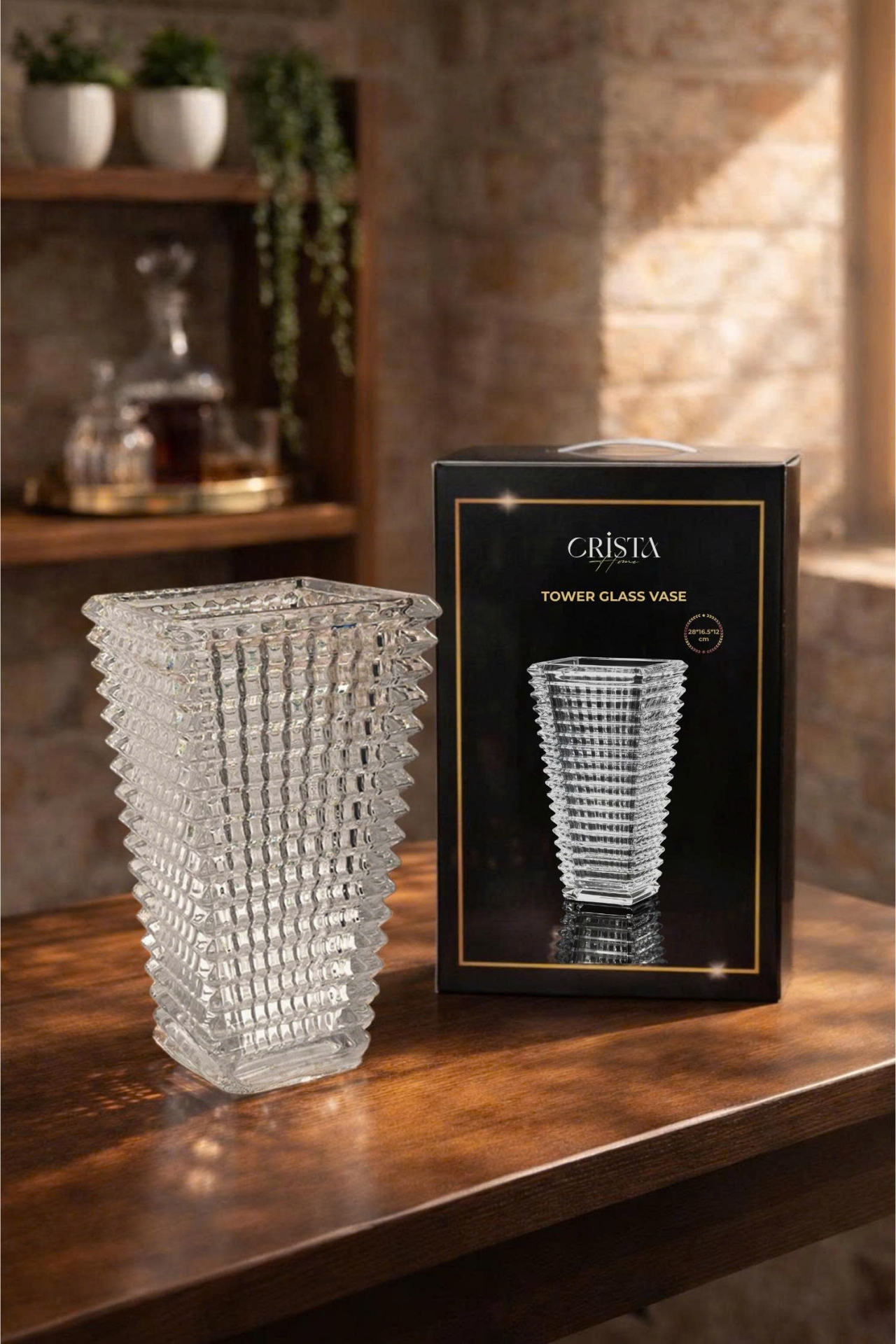 Bình Cắm Hoa Thủy Tinh Dáng Tháp 8 Màu CRISTA HOME