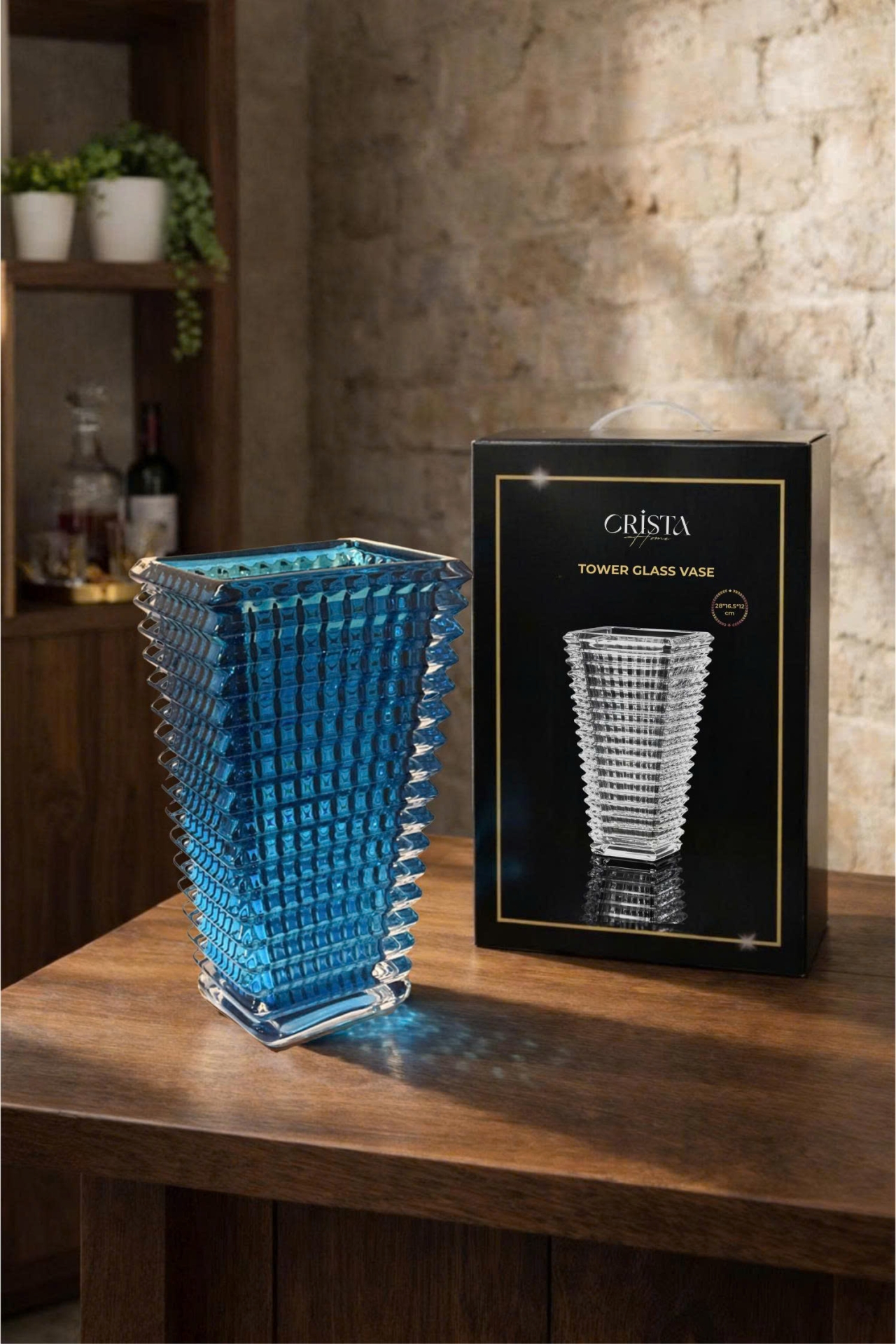 Bình Cắm Hoa Thủy Tinh Dáng Tháp 8 Màu CRISTA HOME