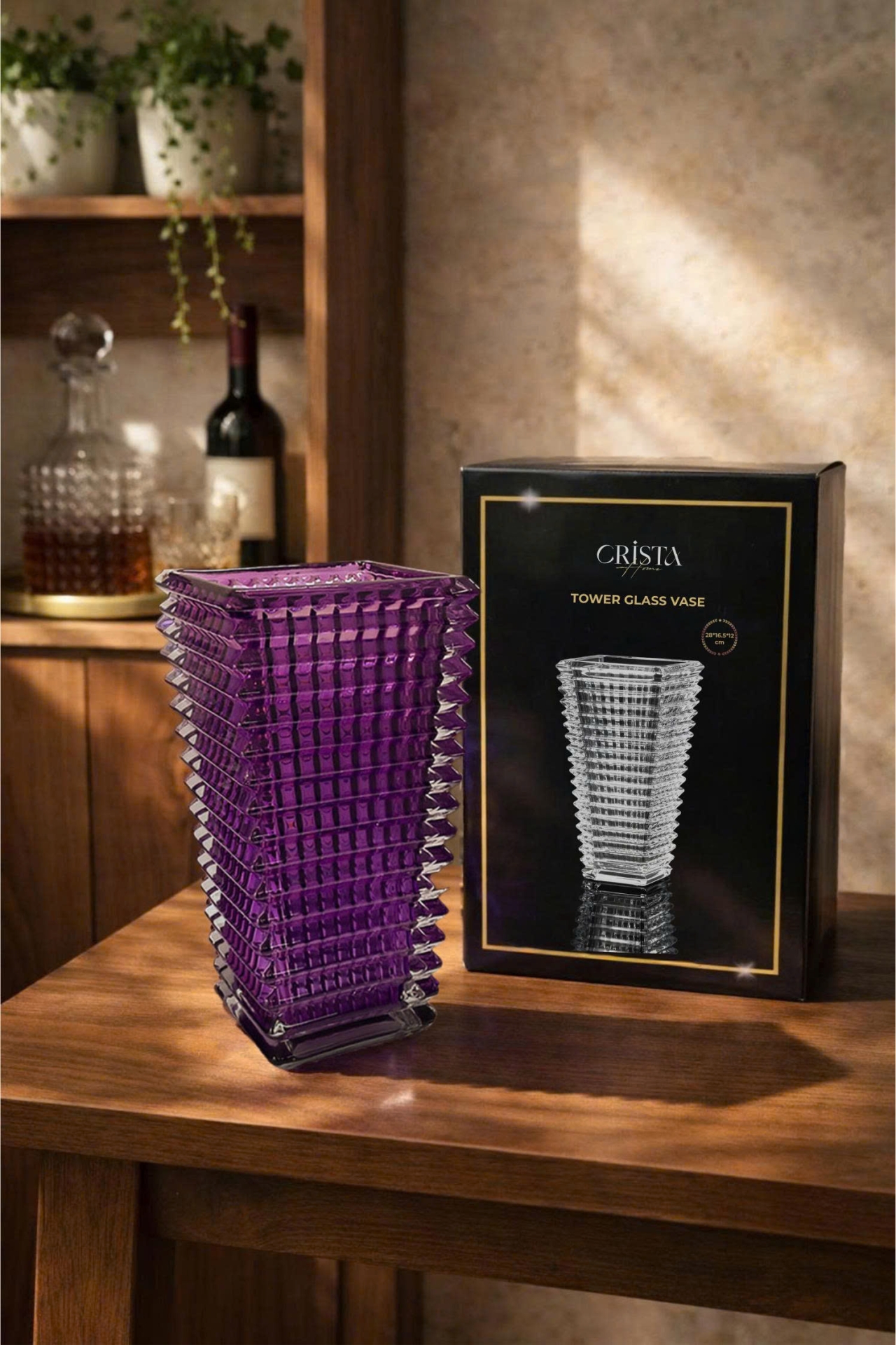 Bình Cắm Hoa Thủy Tinh Dáng Tháp 8 Màu CRISTA HOME