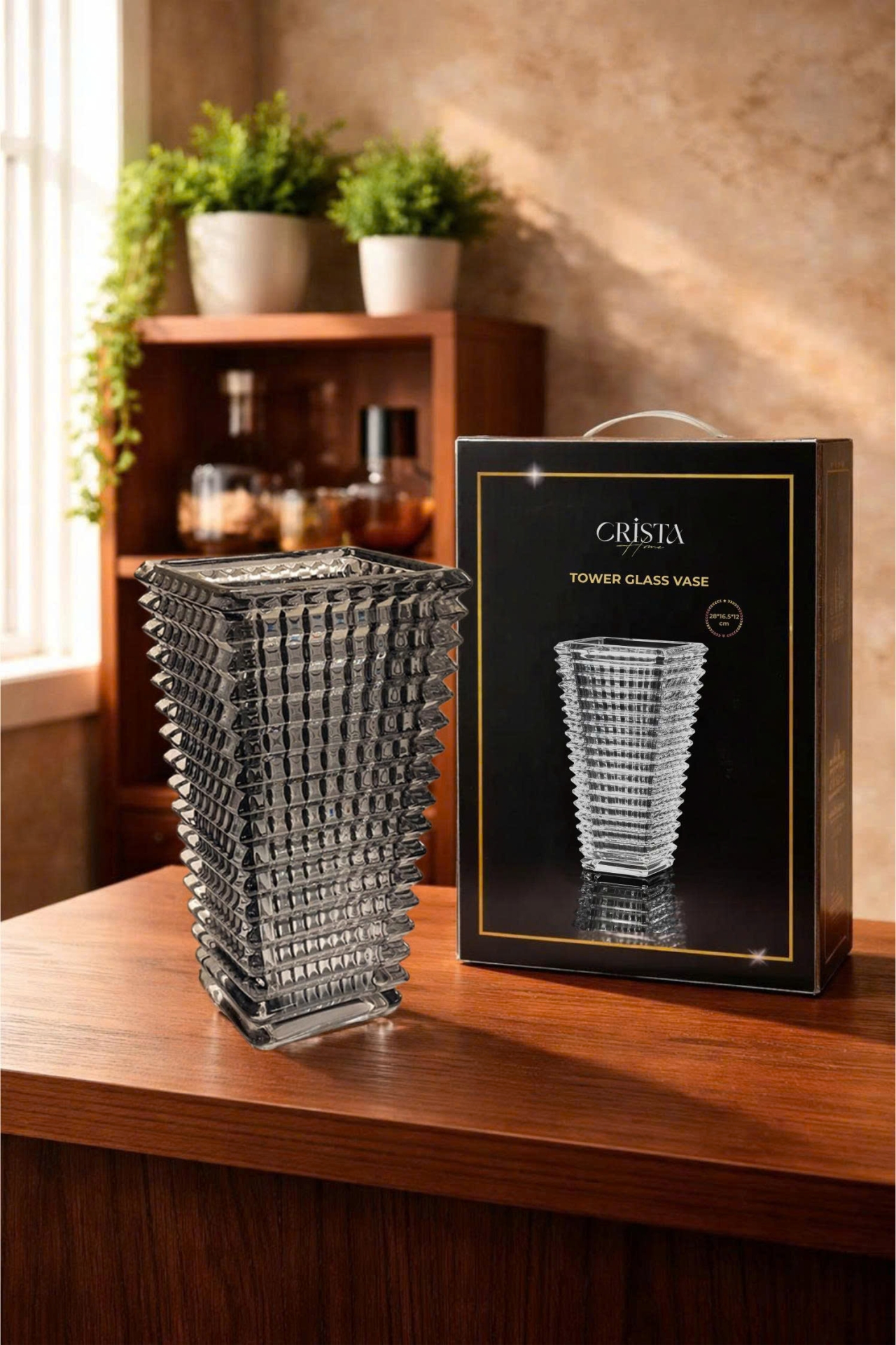 Bình Cắm Hoa Thủy Tinh Dáng Tháp 8 Màu CRISTA HOME