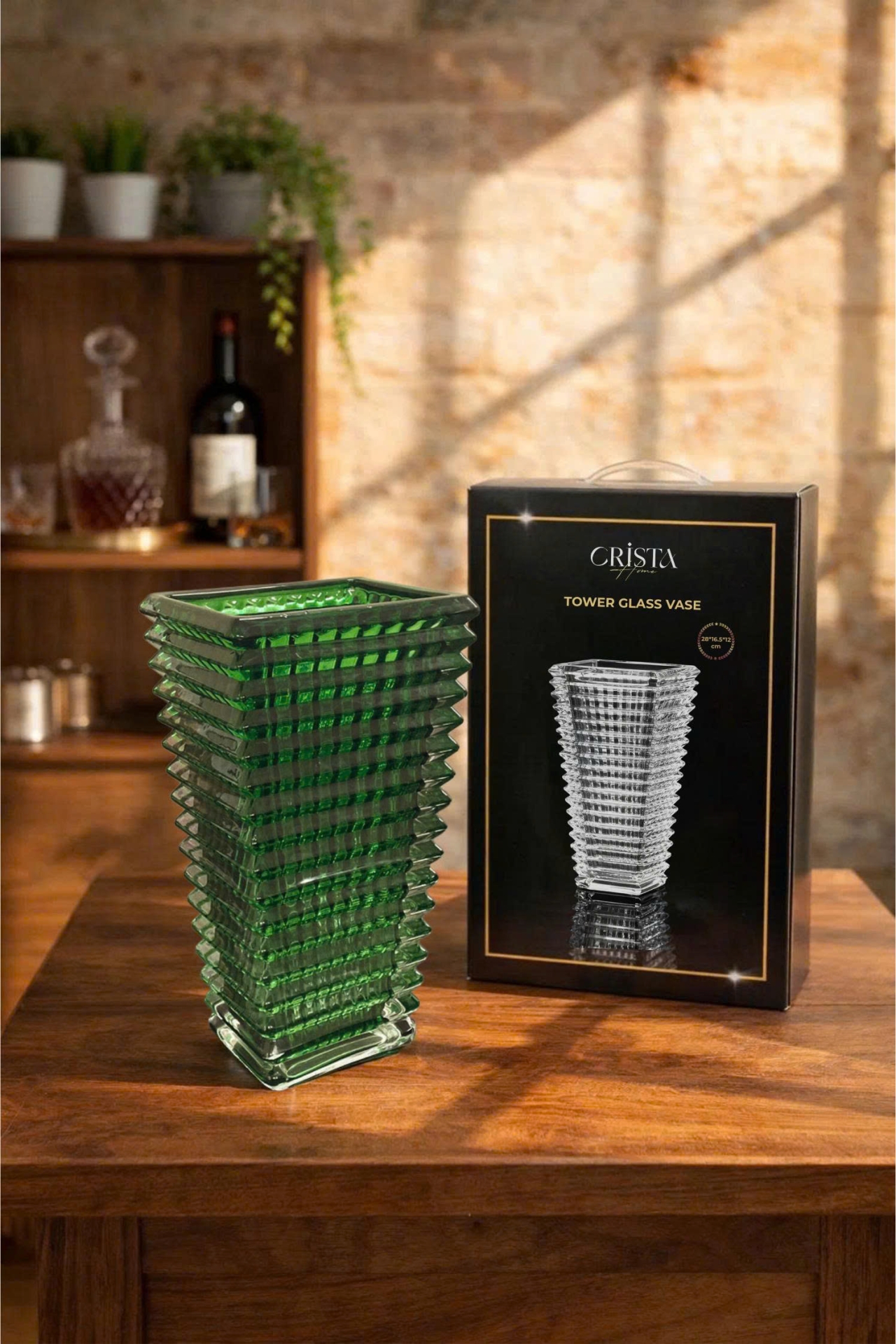 Bình Cắm Hoa Thủy Tinh Dáng Tháp 8 Màu CRISTA HOME