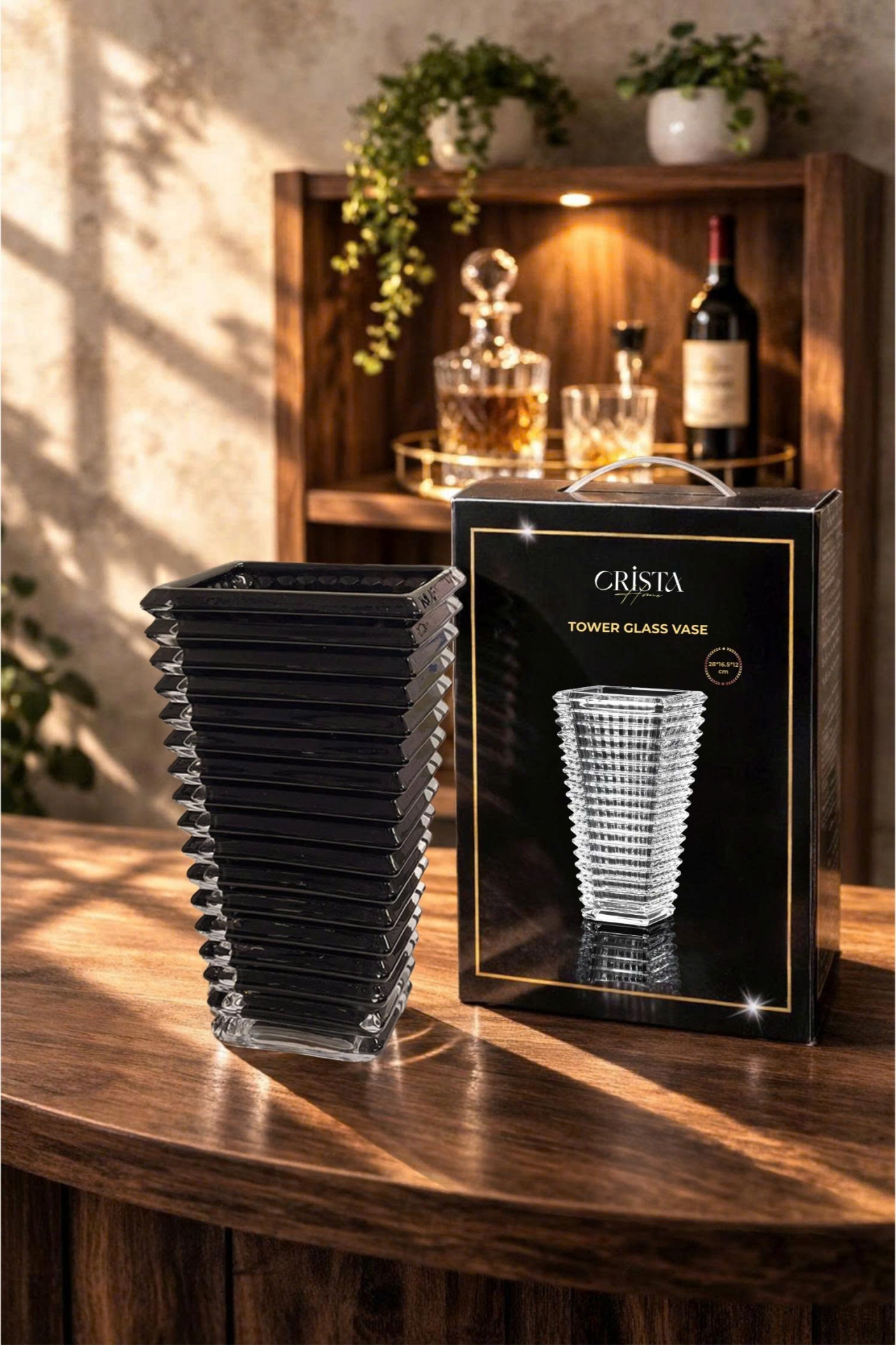 Bình Cắm Hoa Thủy Tinh Dáng Tháp 8 Màu CRISTA HOME