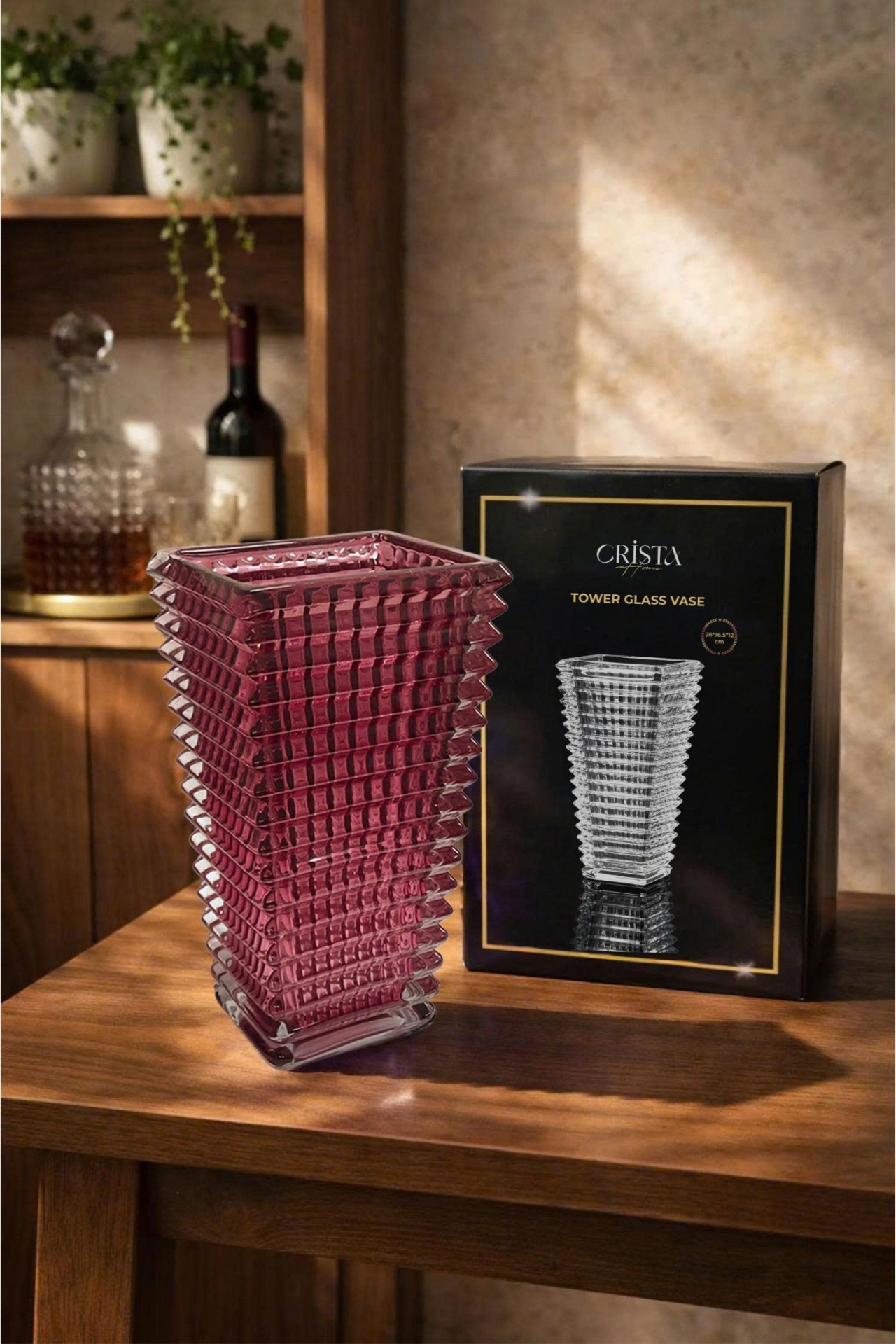 Bình Cắm Hoa Thủy Tinh Dáng Tháp 8 Màu CRISTA HOME