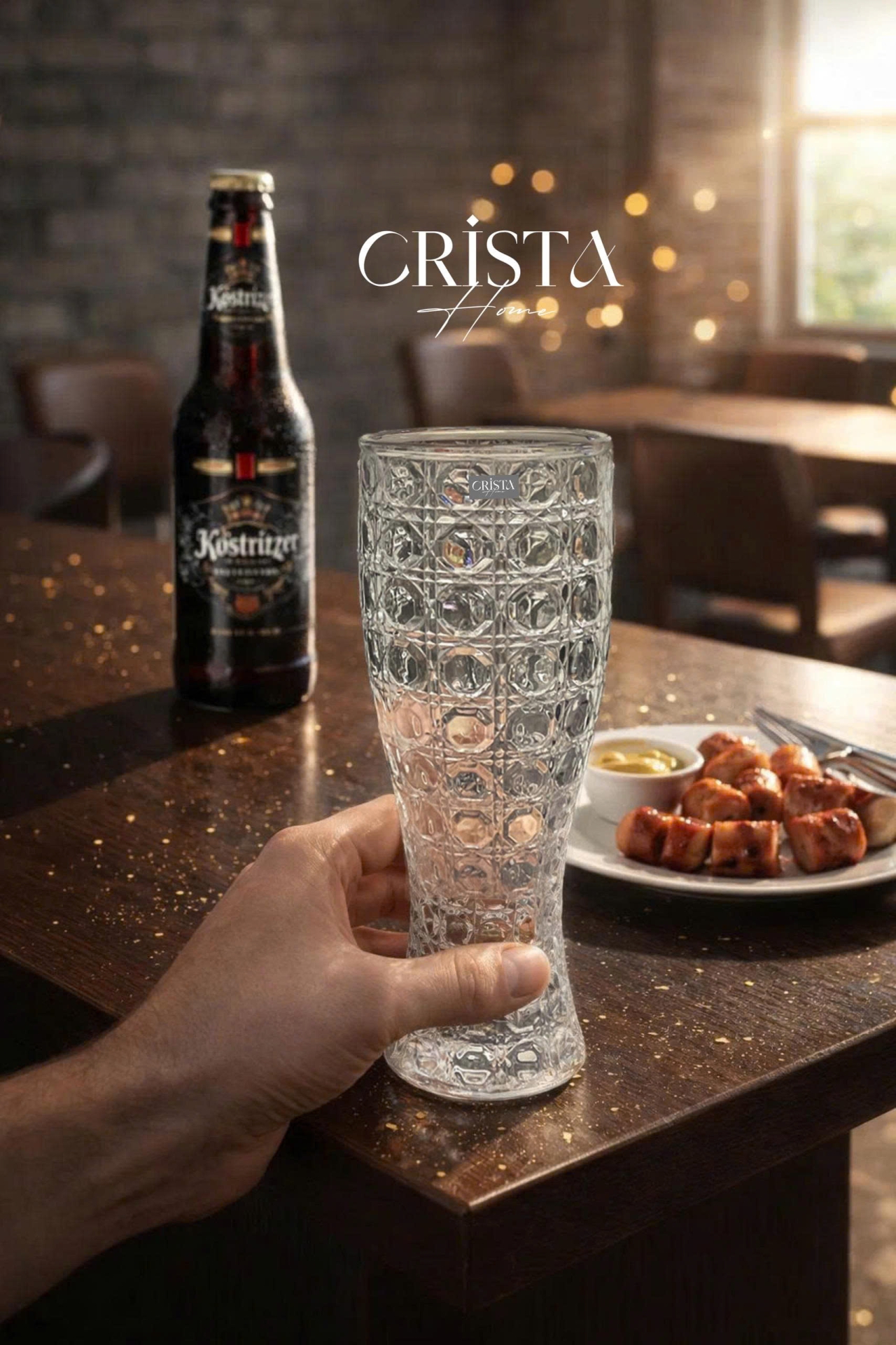 BỘ 6 LY BIA THỦY TINH VÂN PHA LÊ 2 Màu - 440ML CRISTA HOME