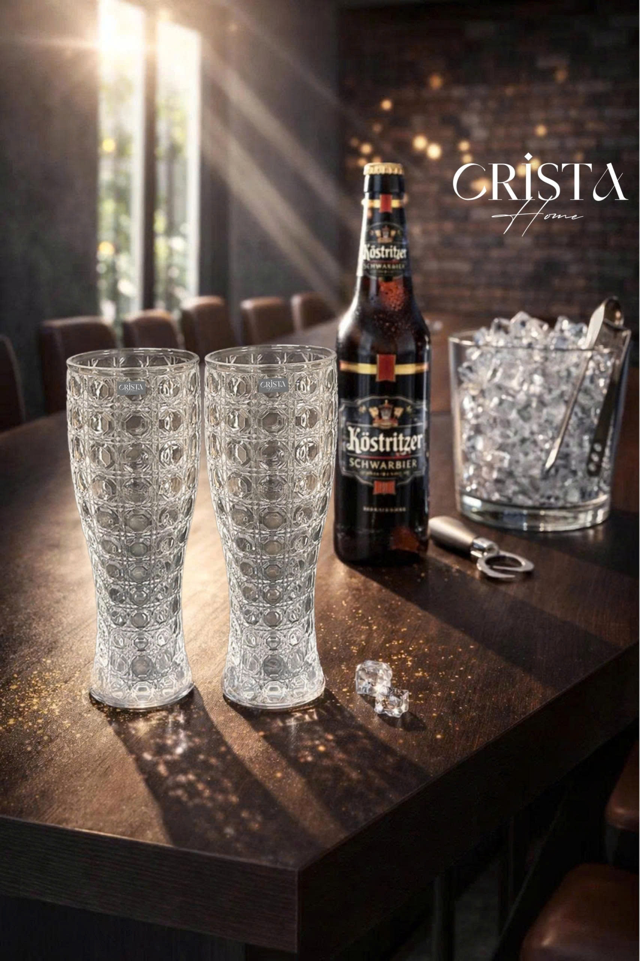 BỘ 6 LY BIA THỦY TINH VÂN PHA LÊ 2 Màu - 440ML CRISTA HOME