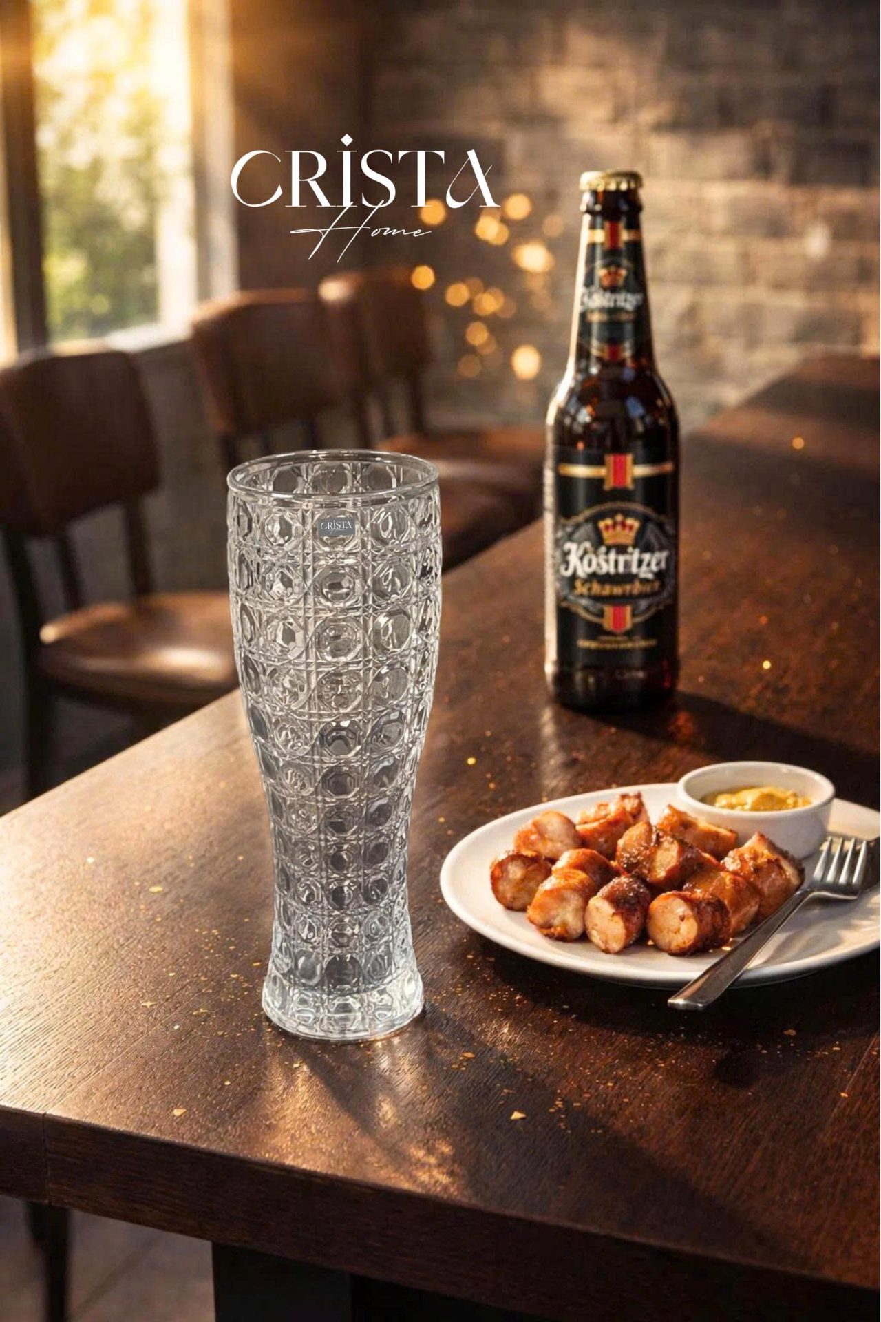 BỘ 6 LY BIA THỦY TINH VÂN PHA LÊ 2 Màu - 440ML CRISTA HOME