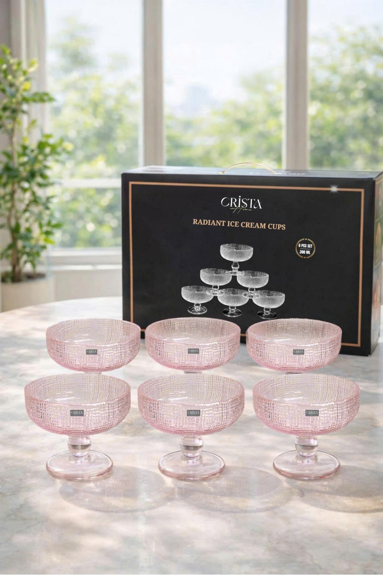 BỘ 6 LY ĐỰNG KEM - 8 MÀU RỰC RỠ CRISTA HOME