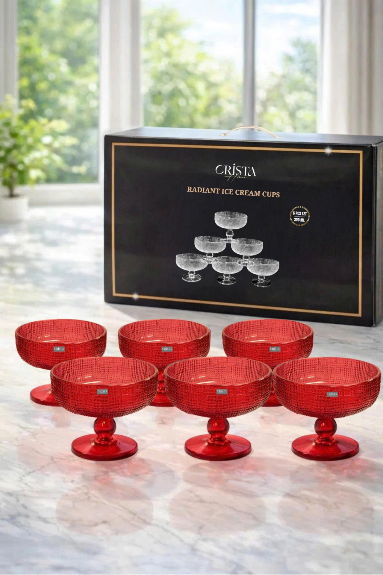 BỘ 6 LY ĐỰNG KEM - 8 MÀU RỰC RỠ CRISTA HOME