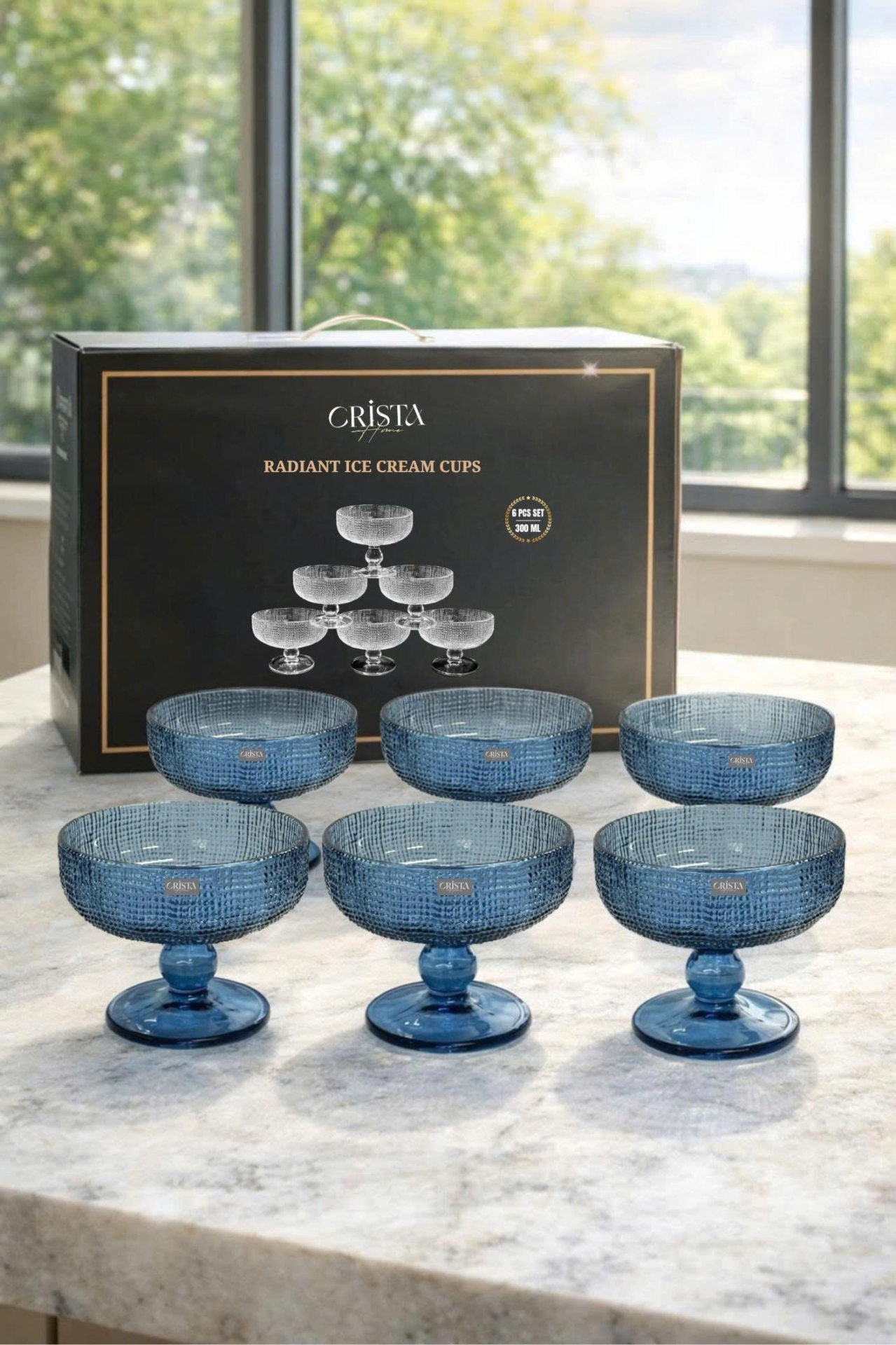 BỘ 6 LY ĐỰNG KEM - 8 MÀU RỰC RỠ CRISTA HOME