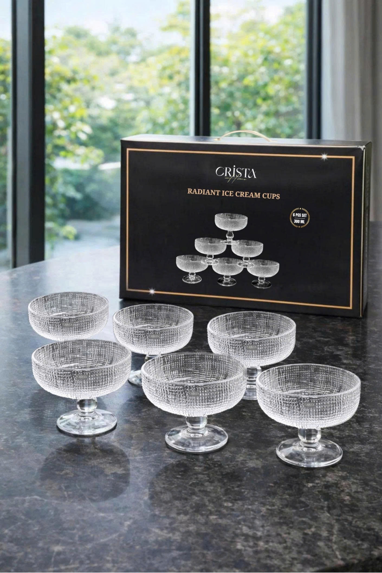 BỘ 6 LY ĐỰNG KEM - 8 MÀU RỰC RỠ CRISTA HOME