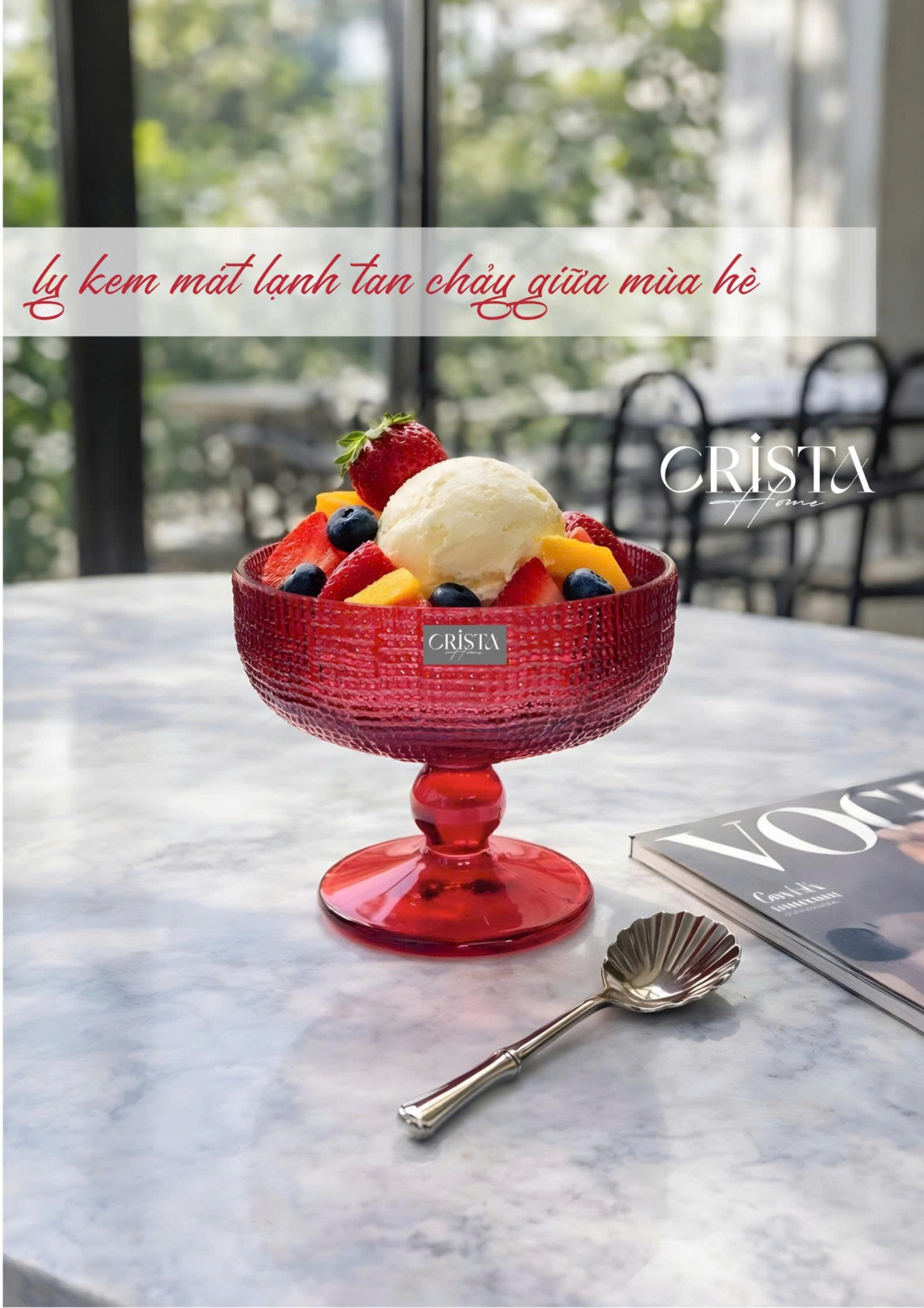 BỘ 6 LY ĐỰNG KEM - 8 MÀU RỰC RỠ CRISTA HOME