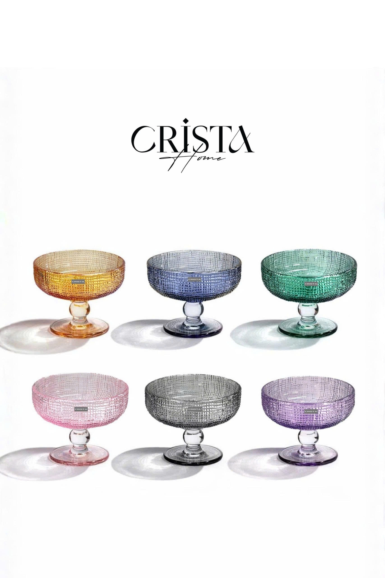 Bộ 6 Ly Đựng Kem Màu Pastel CRISTA HOME, Ly Kem