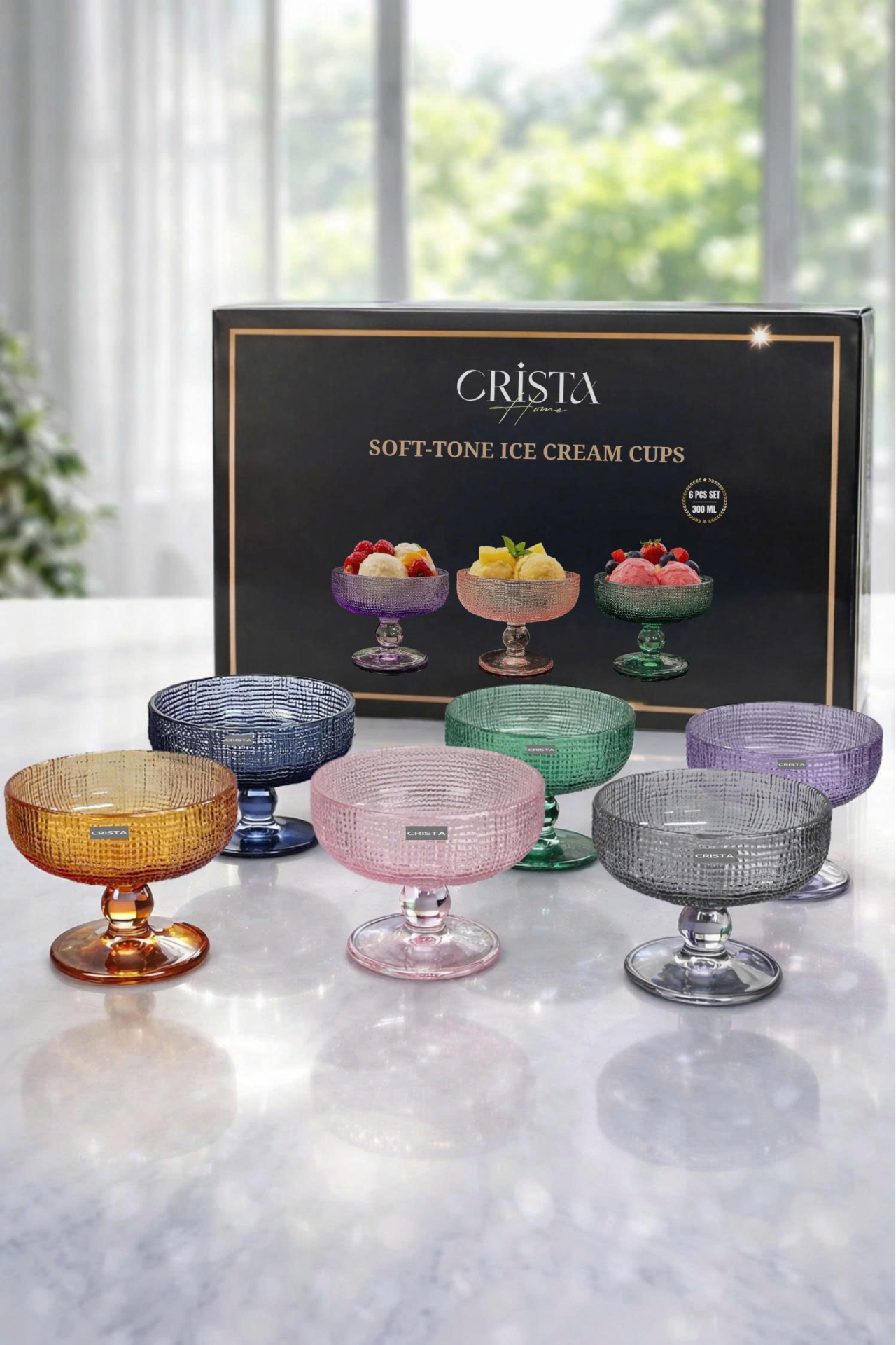 Bộ 6 Ly Đựng Kem Màu Pastel CRISTA HOME, Ly Kem