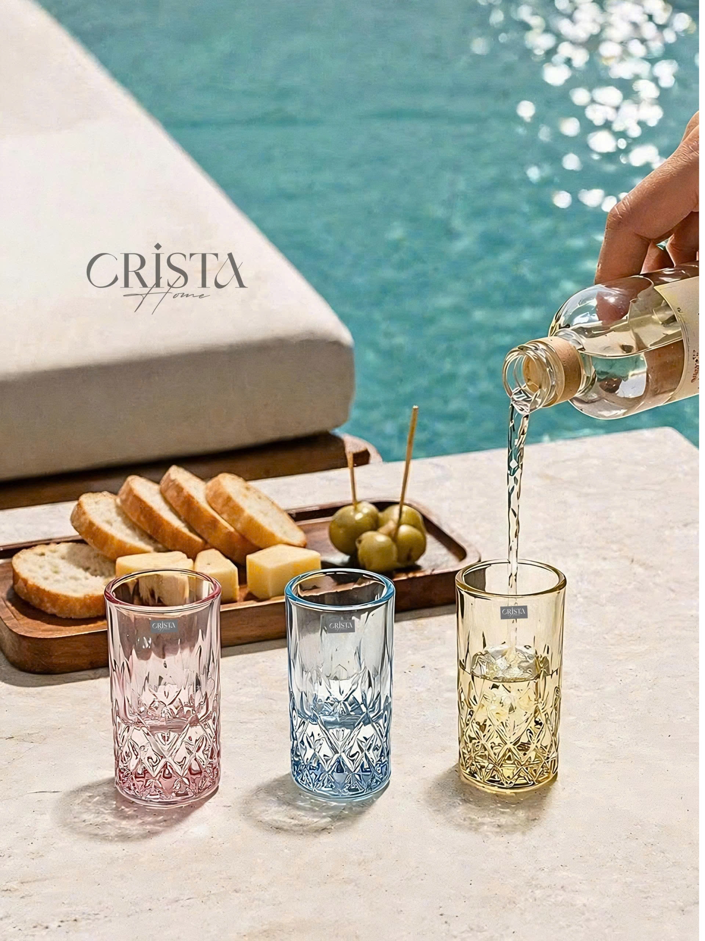 BỘ 6 LY RƯỢU THỦY TINH VÂN KIM CƯƠNG 30ML CRISTA HOME - 2 Màu