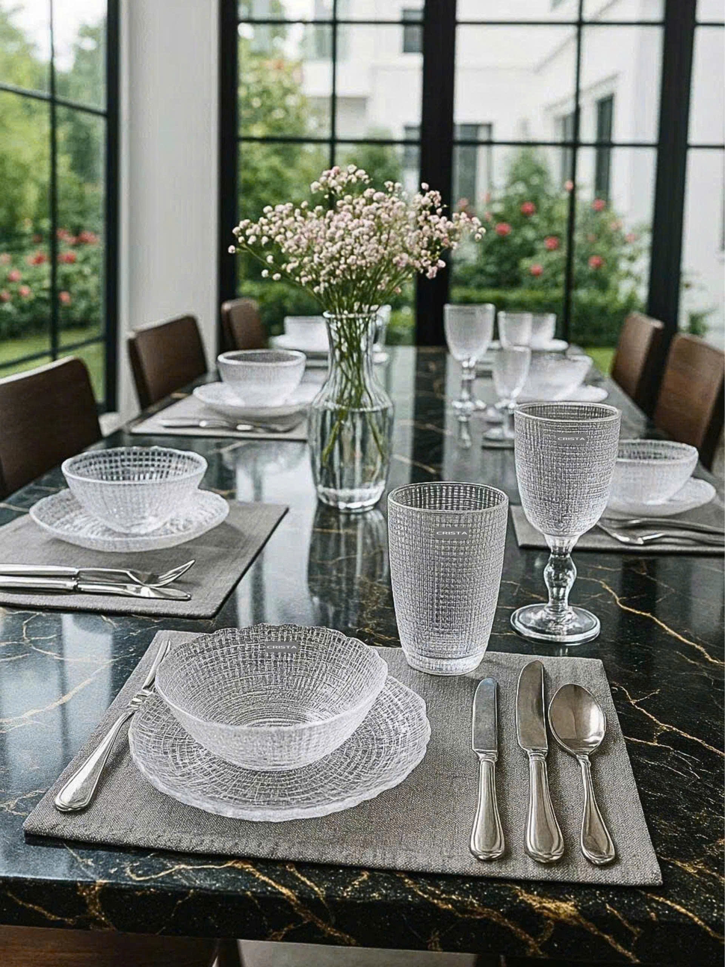 BỘ 6 LY THỦY TINH VÂN LƯỚI - MÀU TRONG SUỐT