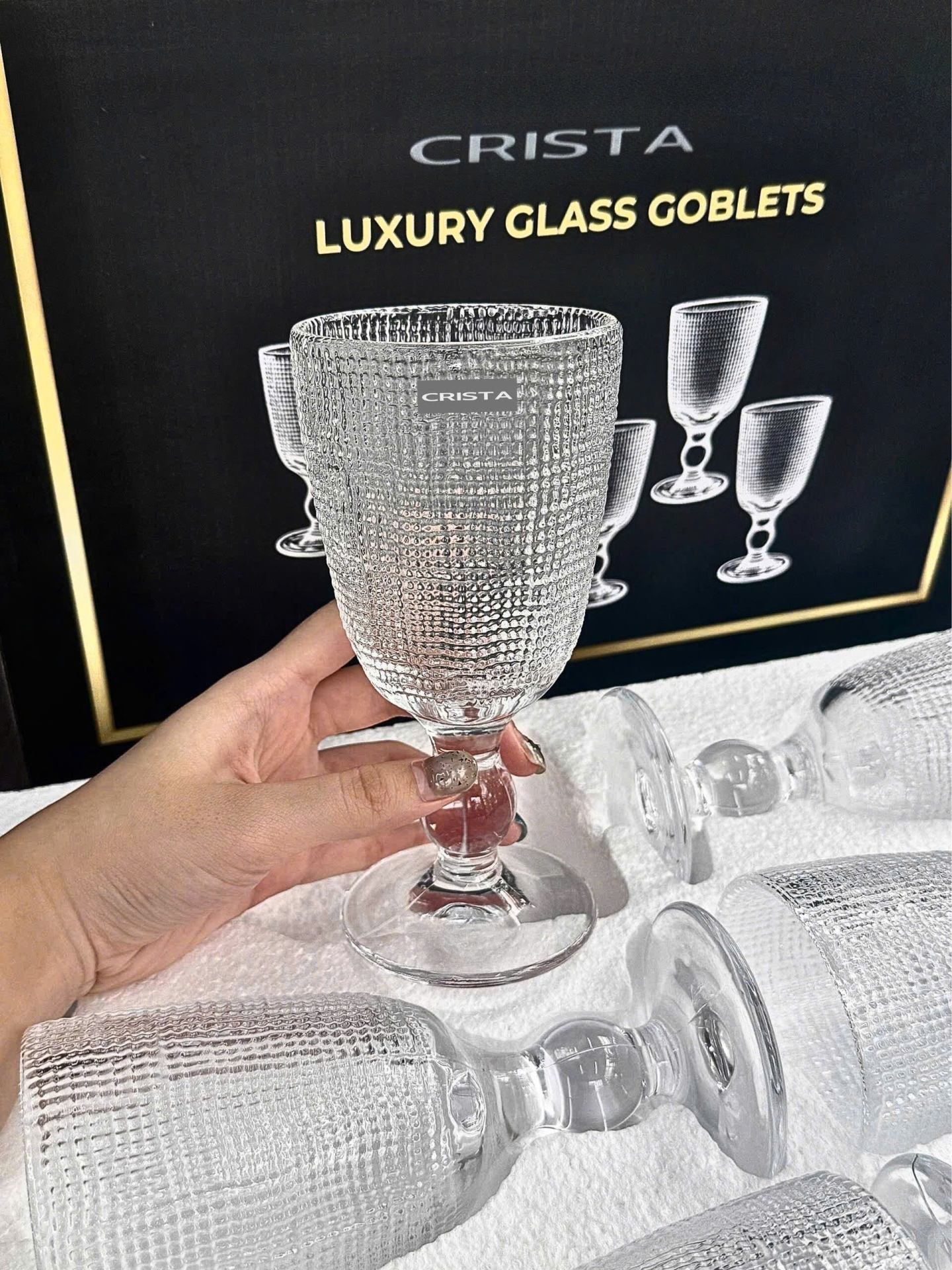 BỘ 6 LY THỦY TINH VÂN LƯỚI - MÀU TRONG SUỐT