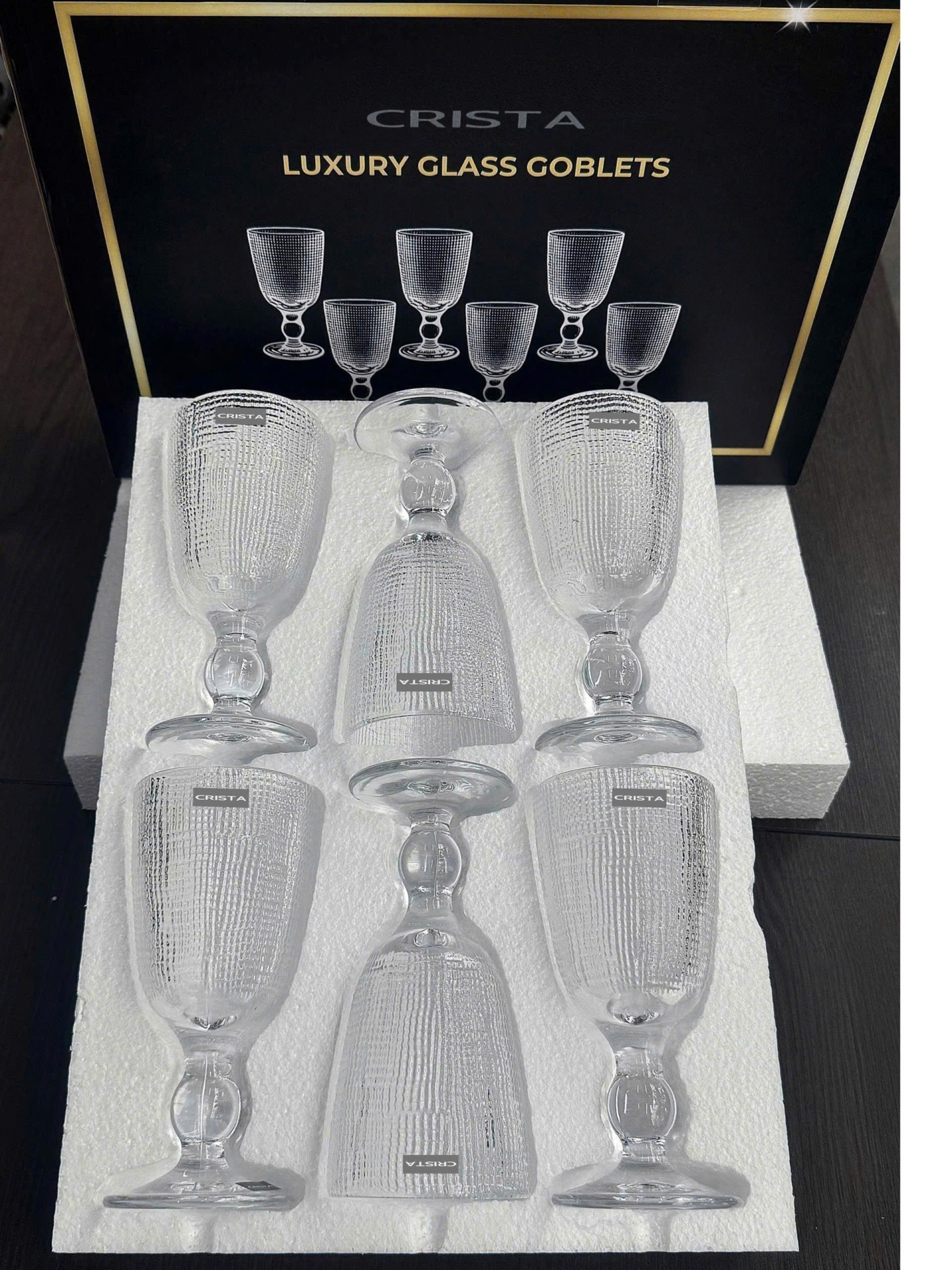 BỘ 6 LY THỦY TINH VÂN LƯỚI - MÀU TRONG SUỐT